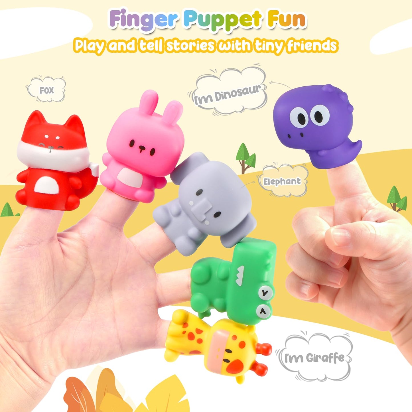 URMYWO Learning Toys for 1 2 3 Years Old Boy Girl, Toddler Montessori Toys, Train Set with 10 Finger Puppets & Play Mat, Counting Matching & Sorting, Toddler Birthday Gift