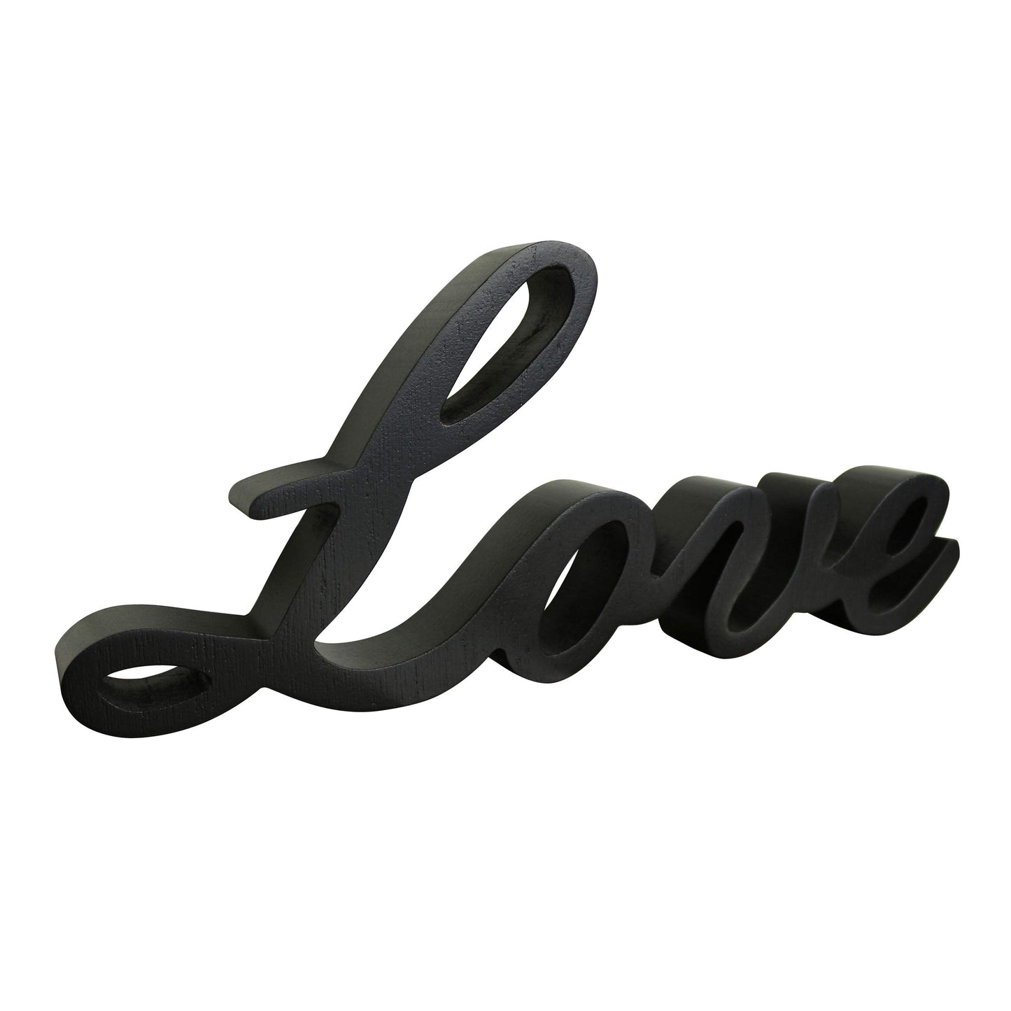 CVHOMEDECO. Black Wooden Words Sign Free Standing Love Desk/Shelf/Home Wall/Office Decoration Art, 10-1/4 x 4-1/2 x 1 Inch