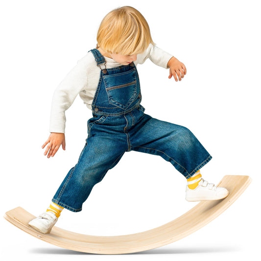 IronNest Wooden Wobble Board For Kids Slack Board Open-Ended Waldorf Learning Toy For Indoor Play, Balance Board For Adults | Core Balance Trainer Curvy Rocker Board for Yoga and Exercise Indoor, Montessori Toys