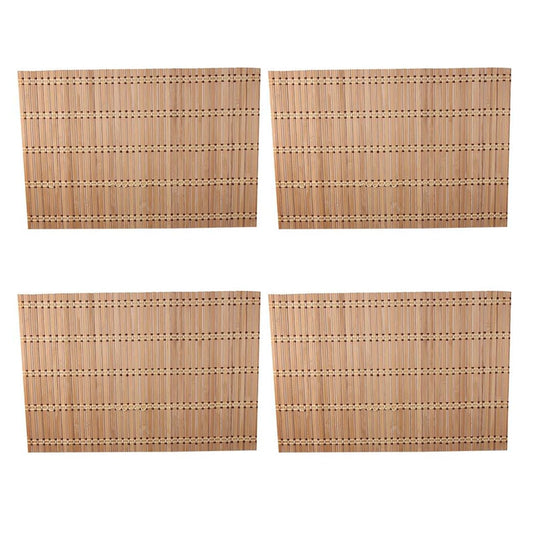 couponhub Pack of 4 Natural Bamboo Placemat, Wooden Square Placemats, Suitable for Non-Slip and Bamboo Table Placemats in Restaurants and Kitchen