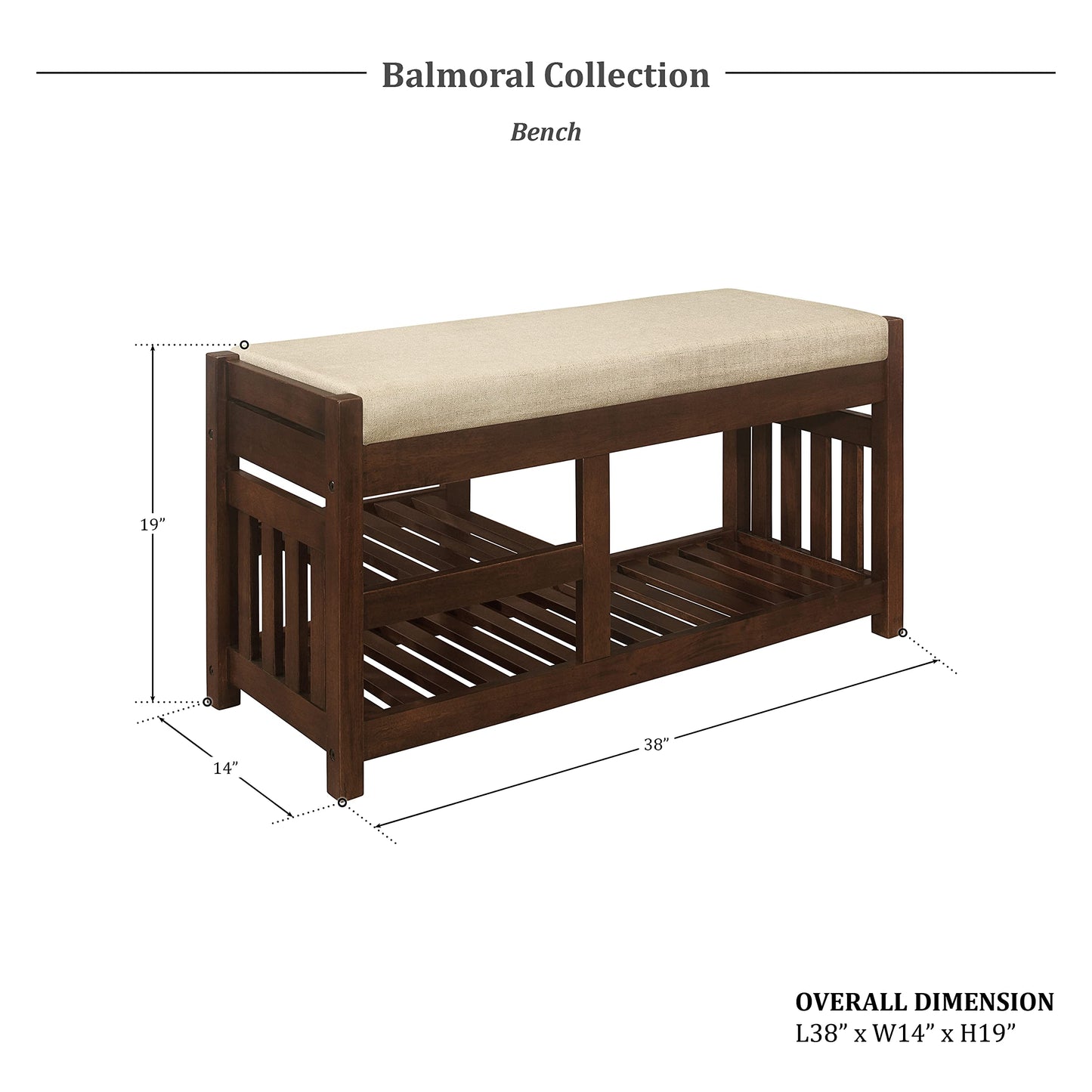 Lexicon Balmoral Bench, Dark Walnut