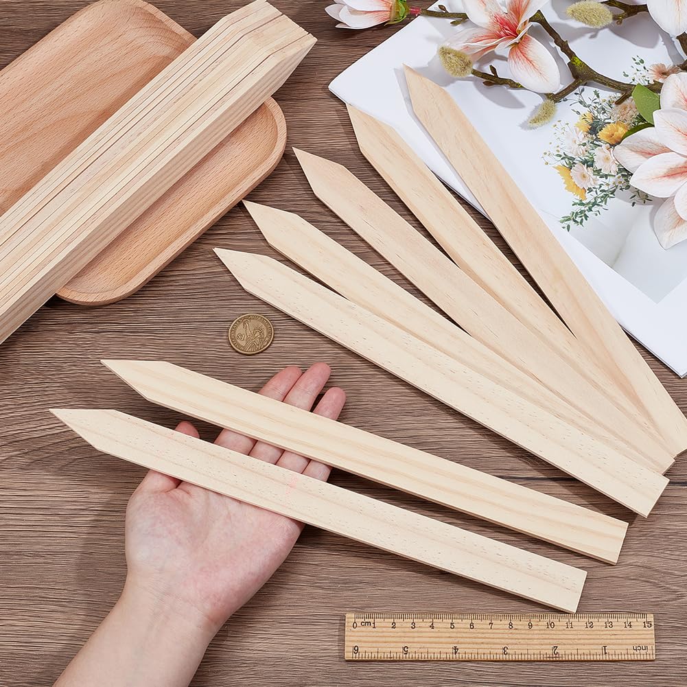 PH PandaHall 20pcs Wooden Garden Stakes 11.8inch Grade and Survey Stakes Wooden Garden and Sign Post Stake for Construction, Gardening, Surveying, Plant Support, Farm Boundaries, Silt Fence