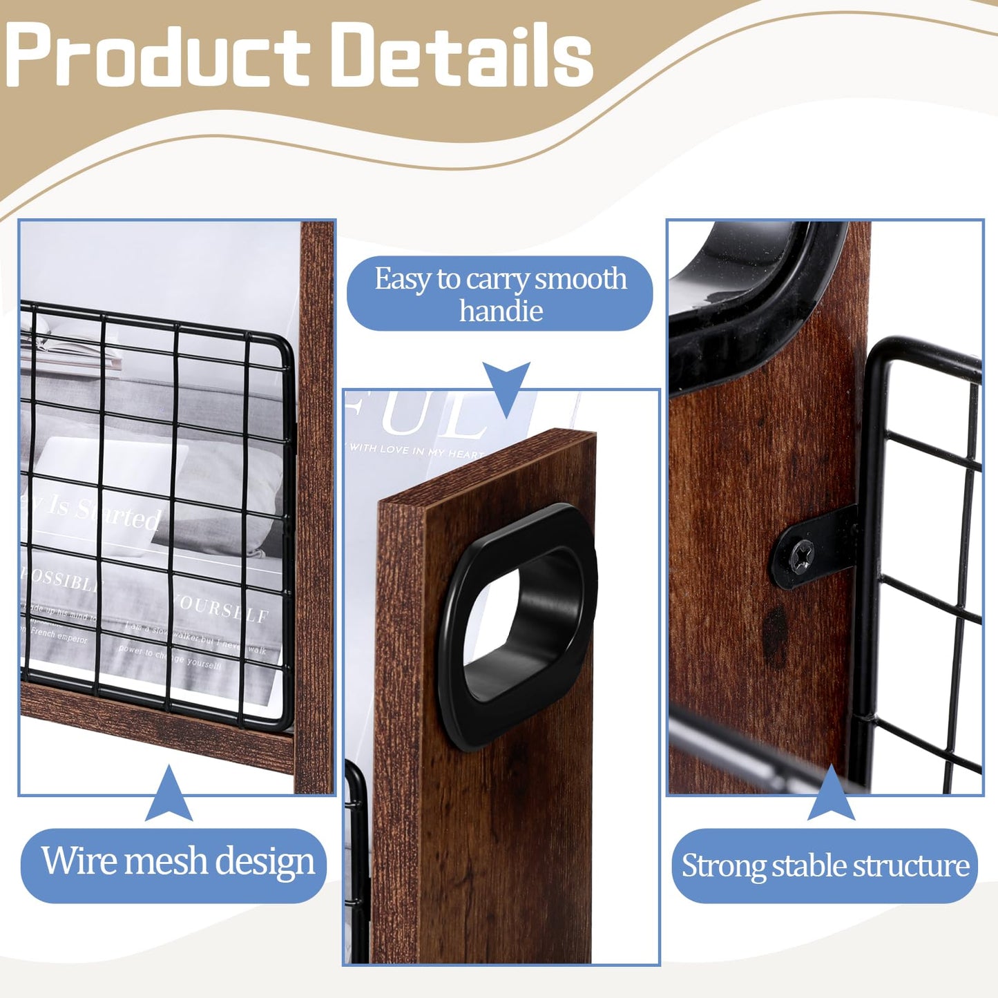SynHHergyx Magazine Holder Magazine Book Holder Slim Magazine Rack Floor Magazine File Holder Storage Basket Folder Organizer Bin for Letters, Magazines, Books, Newspapers