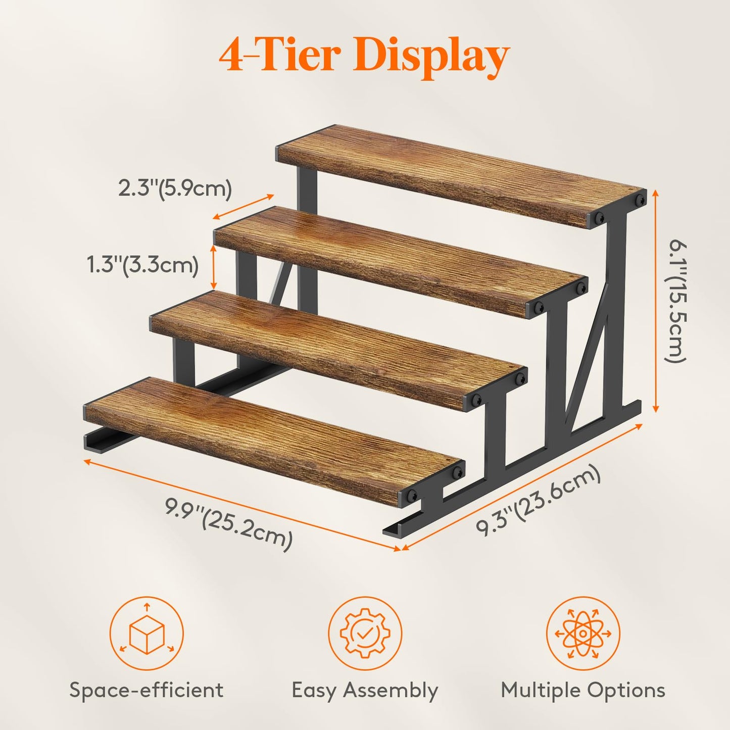 Lifewit Cologne Organizer for Men, Wooden Spice Rack, Cupcake Stand, 9.9" Display Riser for Perfume, Fragrance, Aftershave, Vanity, Bedroom, Bathroom Countertop Storage, Rustic Brown, 1 Pcs
