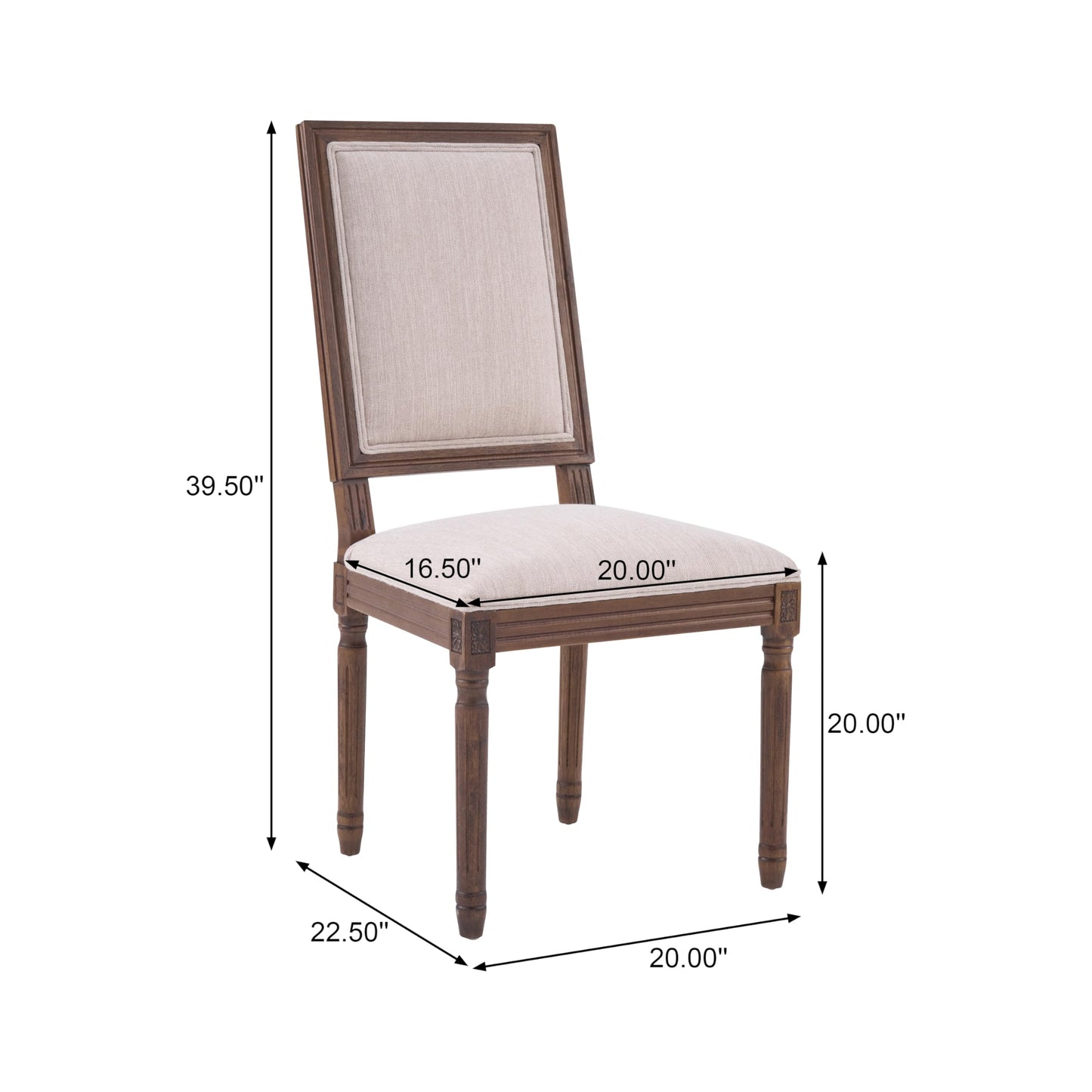 Christopher Knight Home Regina French Country Dining Chairs Set of 2, Wooden Dining Room Chair, High Back Kitchen Side Chair, Fabric Upholstered Armless Extra Seat, Beige+Walnut
