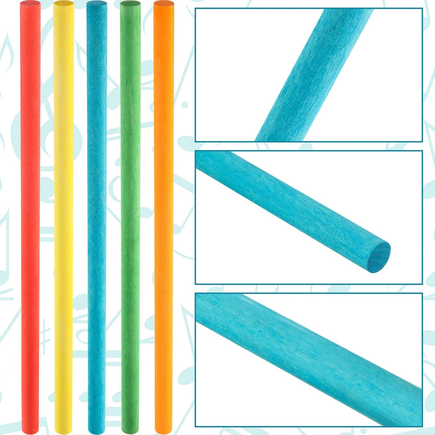 Yookeer 30 Pcs Rhythm Sticks for Kids Bulk 5 Colors Wooden Lummi Sticks Music Toys Percussion Instrument for Back to School Kid Toddler Present Girl Boy Classroom Play Music Learning(30 cm/ 12 Inches)