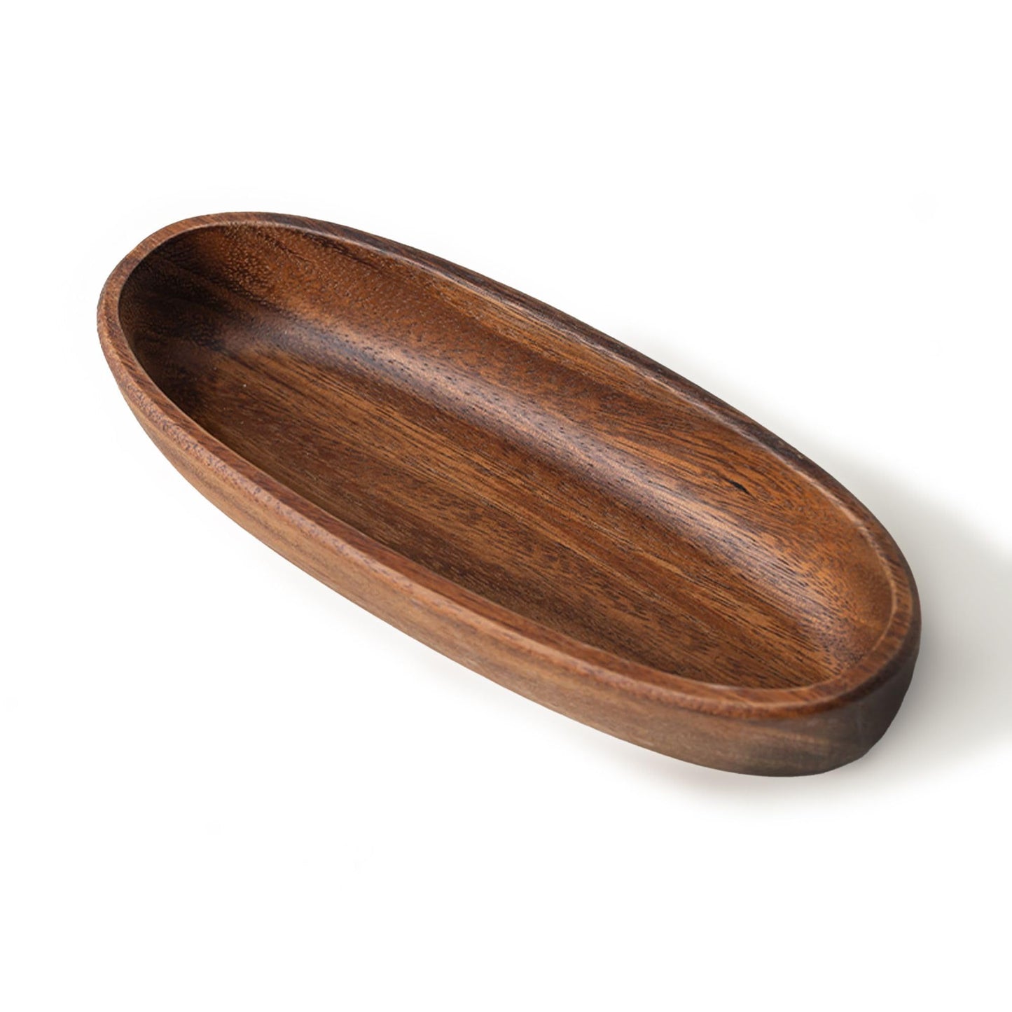 Rochoseng Wooden Decorative Bowl Walnut Wood Bowl for Table Centerpiece Rustic Wood Bowl for Home Decor Coffee Table Oval Boat Shape (Large (9.8"))
