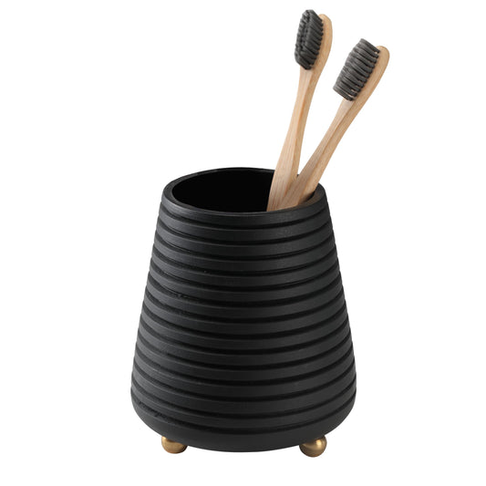 Folkulture Toothbrush Holders for Bathroom or Tooth Brushing Holder, Black Toothbrush Holder, 4x3 Wood Bathroom Toothbrush Holder, Bathroom Organizers and Storage Countertop, Toothbrush Organizer