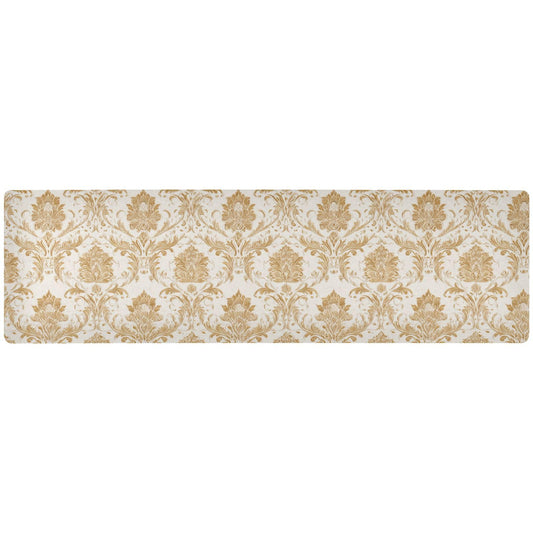 ElliTarr 2-in-1 Table Runner Trivet for Hot Dishes Heat Resistant Hot Plate Mat Pad 39x12 Inch Waterproof Table Protector Trivets for Countertop Decorative Vintage Gold Damascus