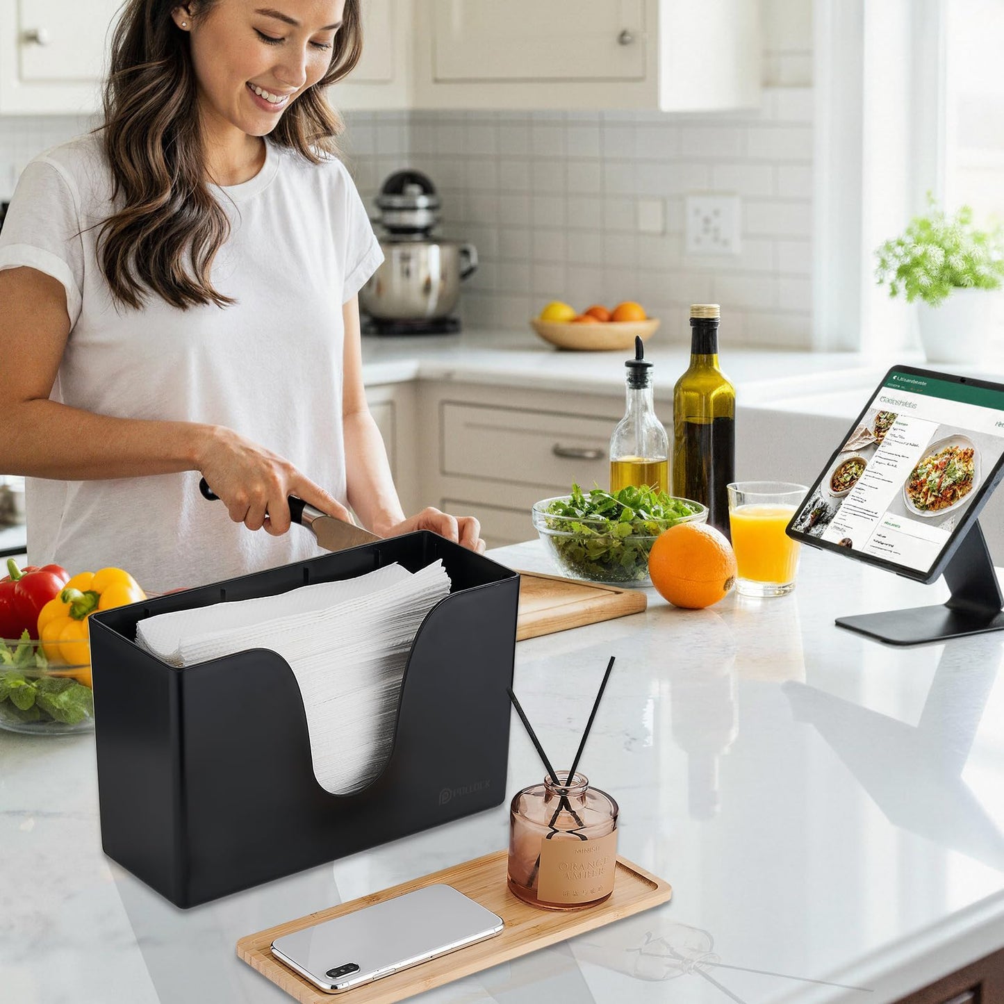 Wall Mount Paper Towel Dispenser with Lid, Commercial Hand Paper Towel Holder Dispenser for C-Fold Z-Fold Trifold Towel, Countertop Paper Towel Napkin Dispenser Box for Bathroom Kitchen Decor