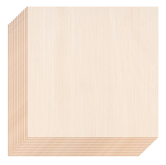 12 Pack Basswood Sheets 12x12 x 1/10 Inch Thin Plywood Balsa Wood Sheets Unfinished Wood Squares Boards Balsa Wood Sheets for Crafts Laser Cutting Wood Burning and Drawing (12 x 12 inch)