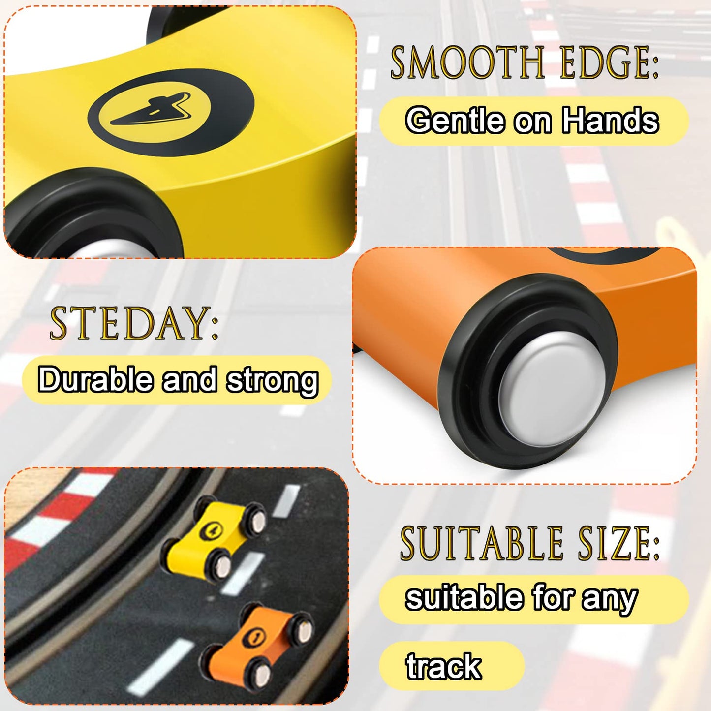 6 Pieces Wooden Mini Car Wooden Car Ramp Race Track Toys, Car Ramp Racer Toy Replacement Vehicle Set Race Party Favors