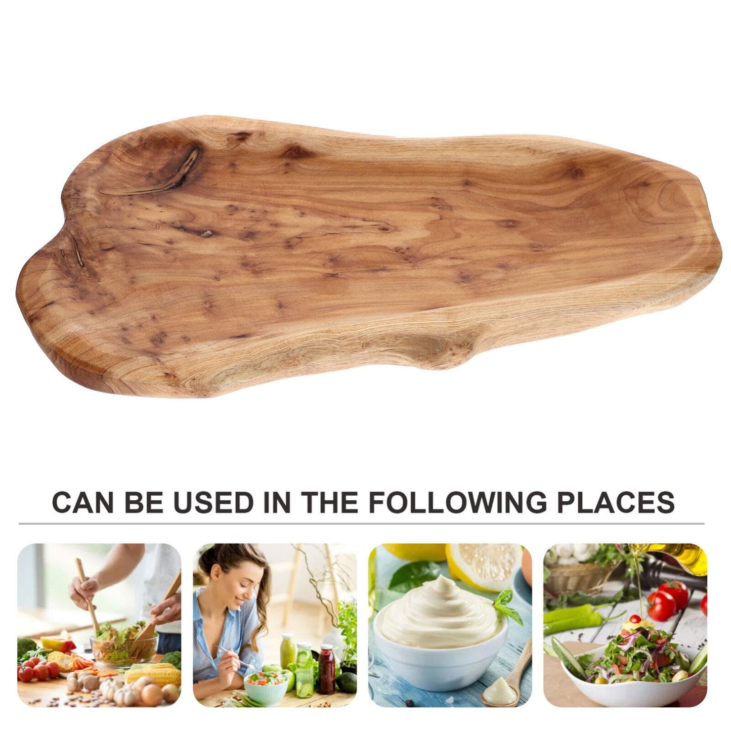 UPKOCH Bamboo Serving Tray 11.41X6.49 Inch Irregular Root Carving Wooden Fruit Bowl Multi-Functional Kitchen Platter for Snacks Salad and Entertaining