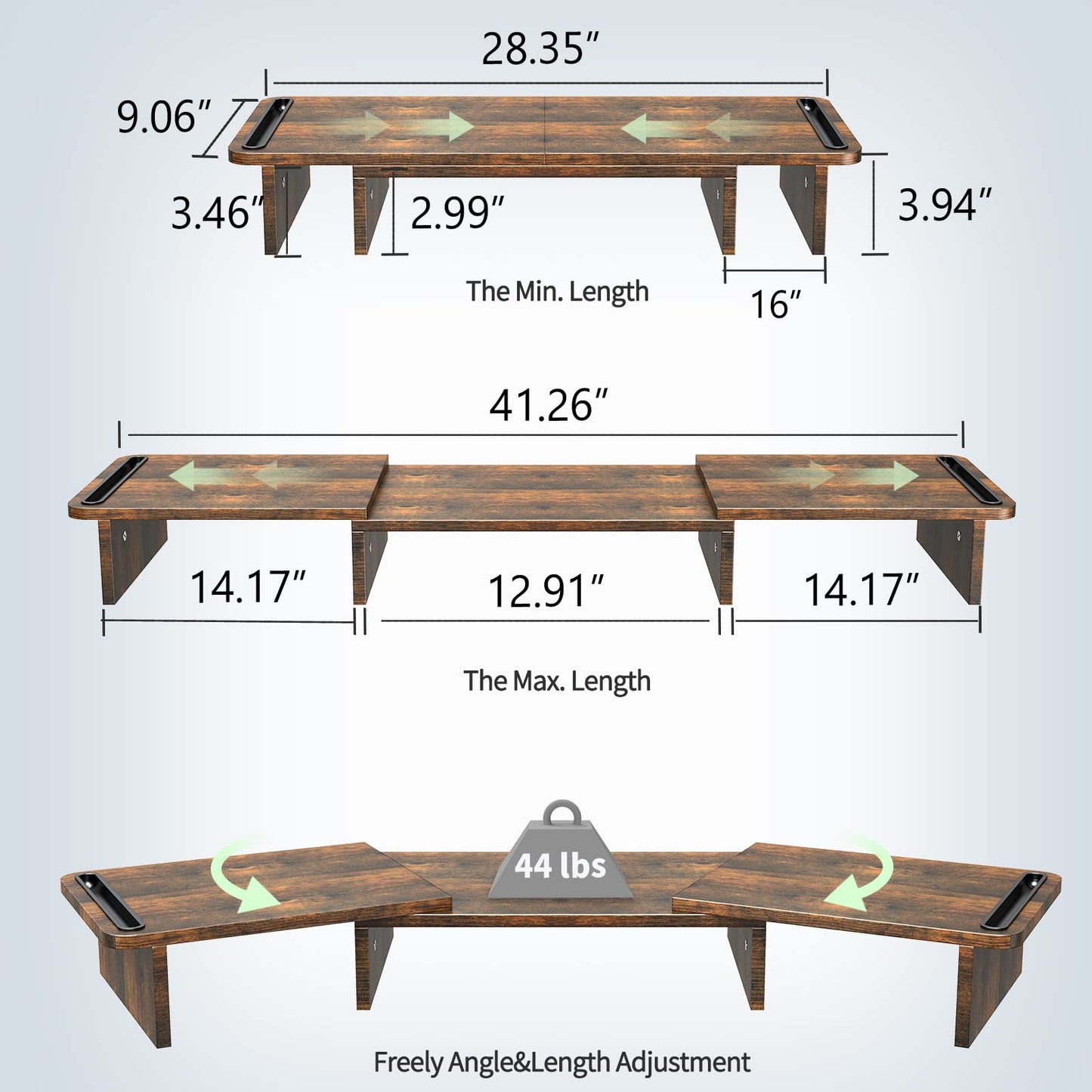 Zimilar 2 Pack Height Adjustable Monitor Stand Riser with Drawer Dual Wood Monitor Stand Riser