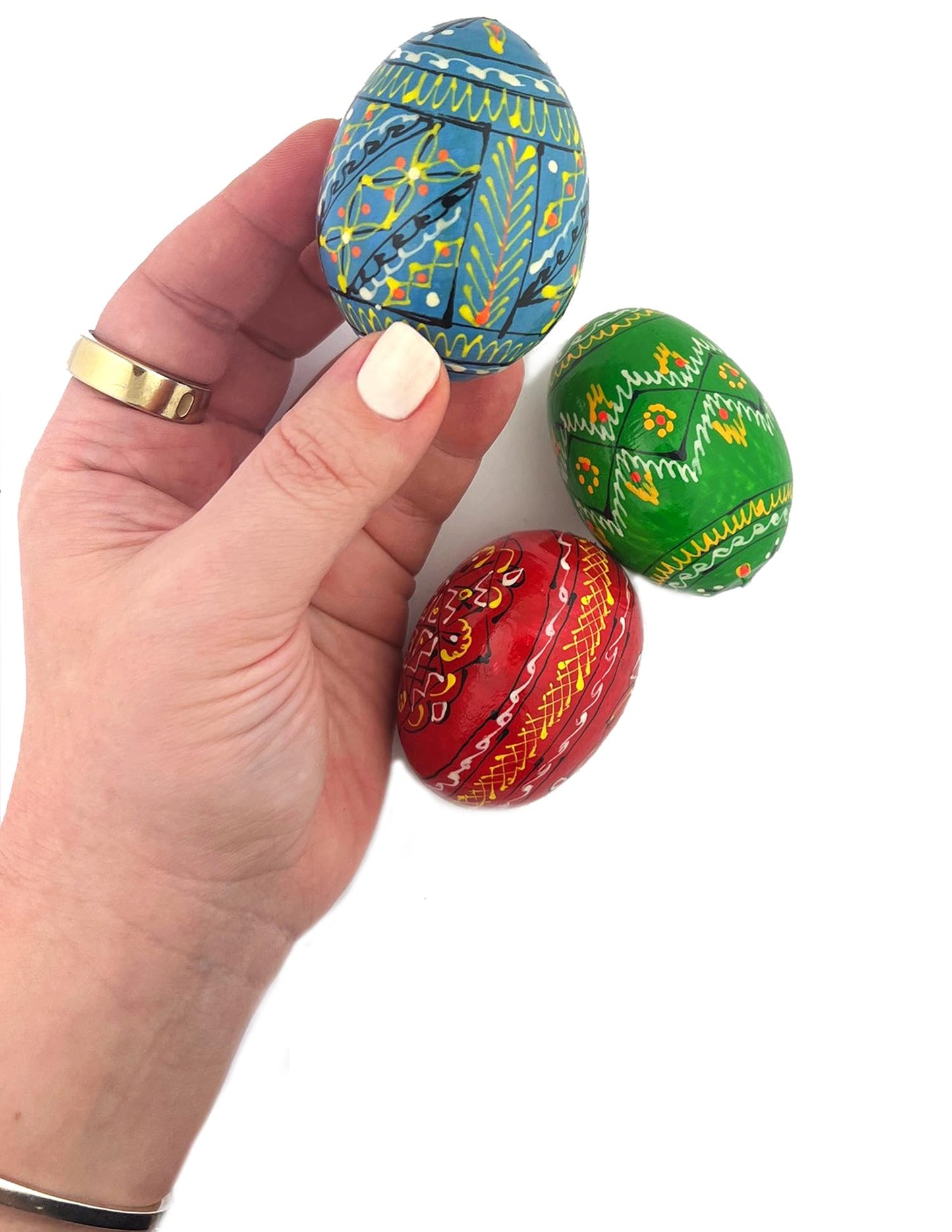 Religious Gifts Authentic Set of 6 Ukrainian Wooden Pysanky Pysanki Wood Easter Eggs