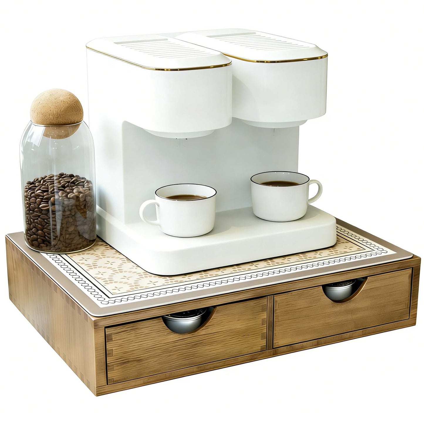 YAOYAO LAND Wooden K Cup Organizer, Coffee Pod Storage Box and Tea Organizer Holder, K Pod Drawer Under Brewer Coffee Maker Machine Stand, Organizador De Cafe, 30 Pod Capacity (Natural Wood)