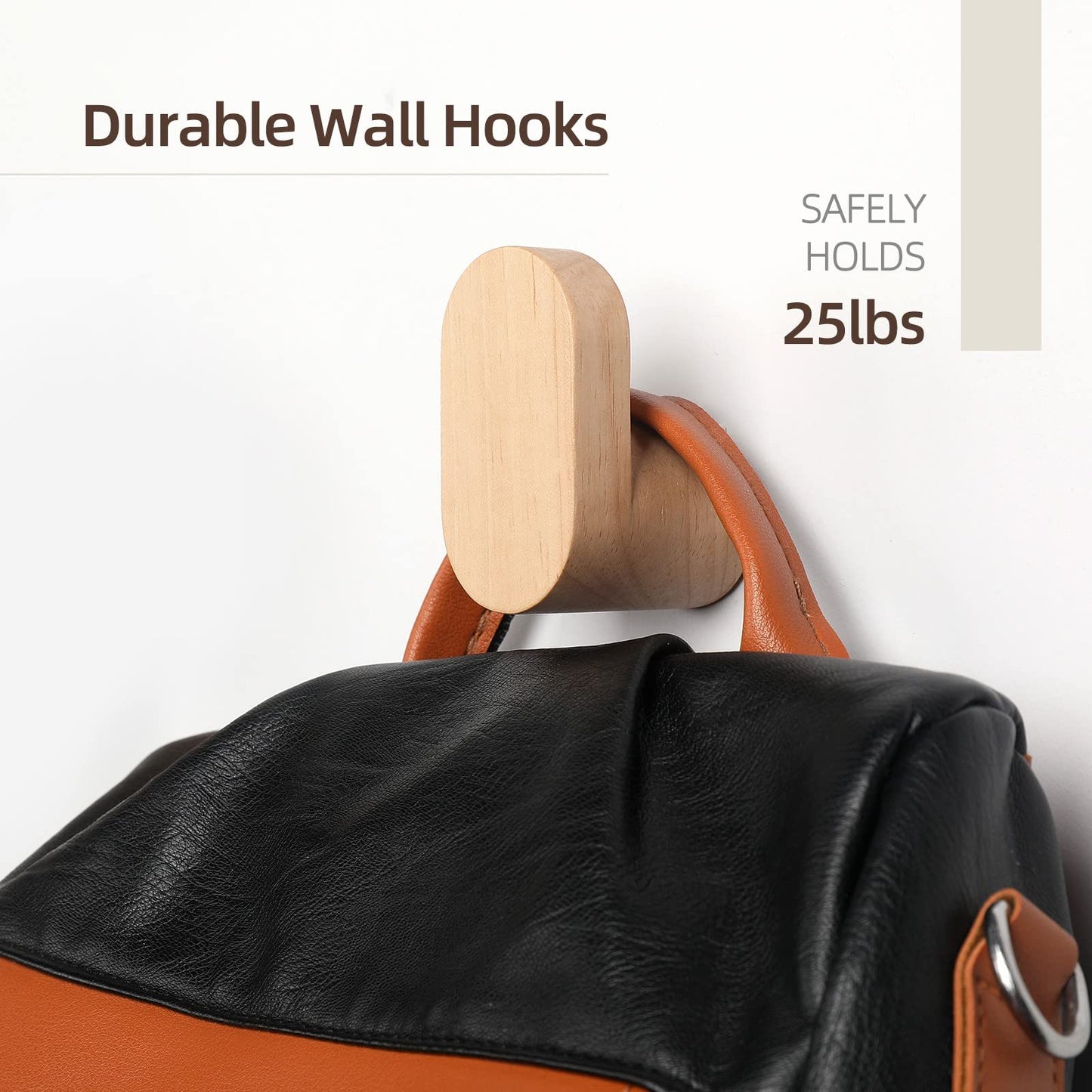 LIVESO Wood Wall Hooks, Modern Minimalist Wood Hooks Wall Mounted, Natural Wooden Wall Coat Hook Rack, Wooden pegs for Hanging Hat, Towel, Robe, Bag (Pack of 4pcs)