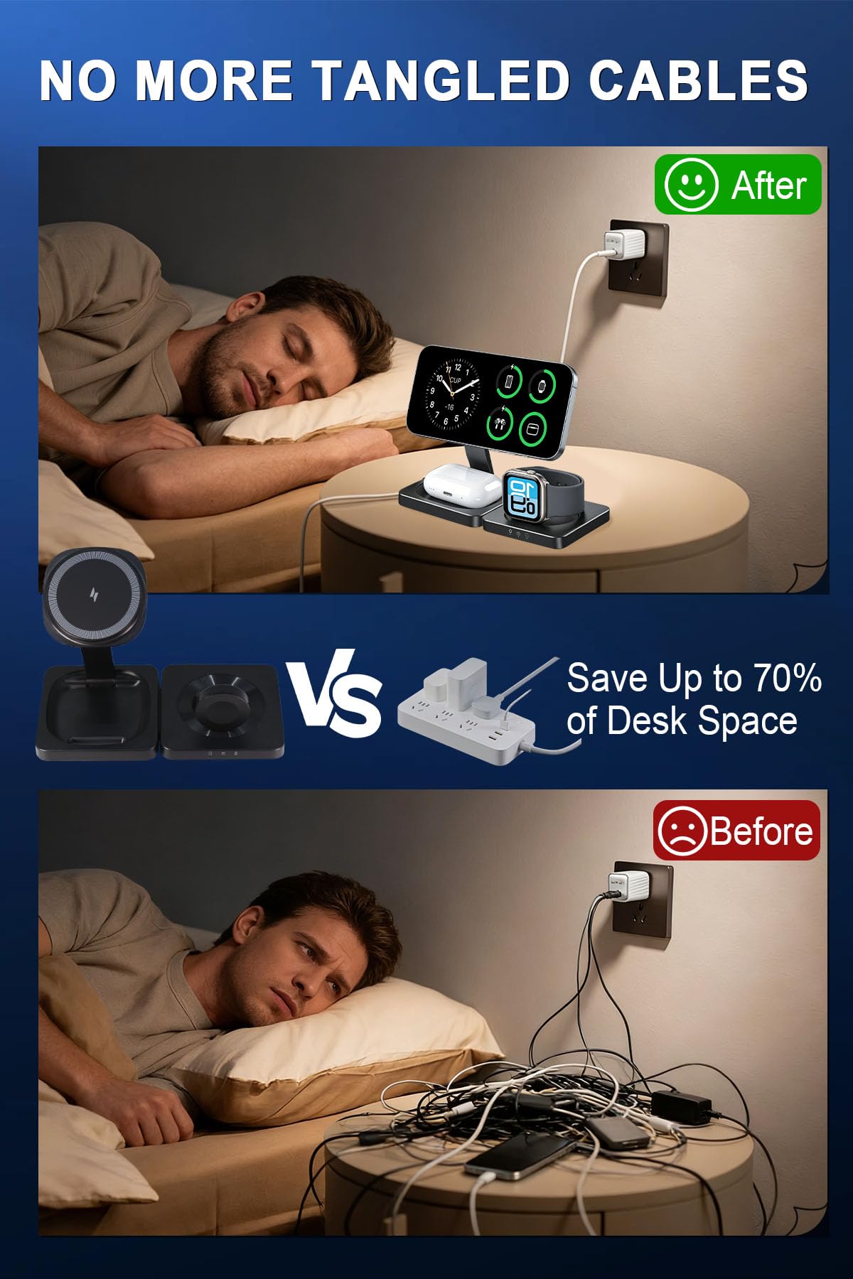 Wrieless Charger Station for Apple Devices,Magnetic 3-in-1 Foldable,Travel,Charger Stand Compatible with MagSafe for iPhone 17 16 15 14 13 12 Series,Airpods&Apple Watch,with 20w Adapter.