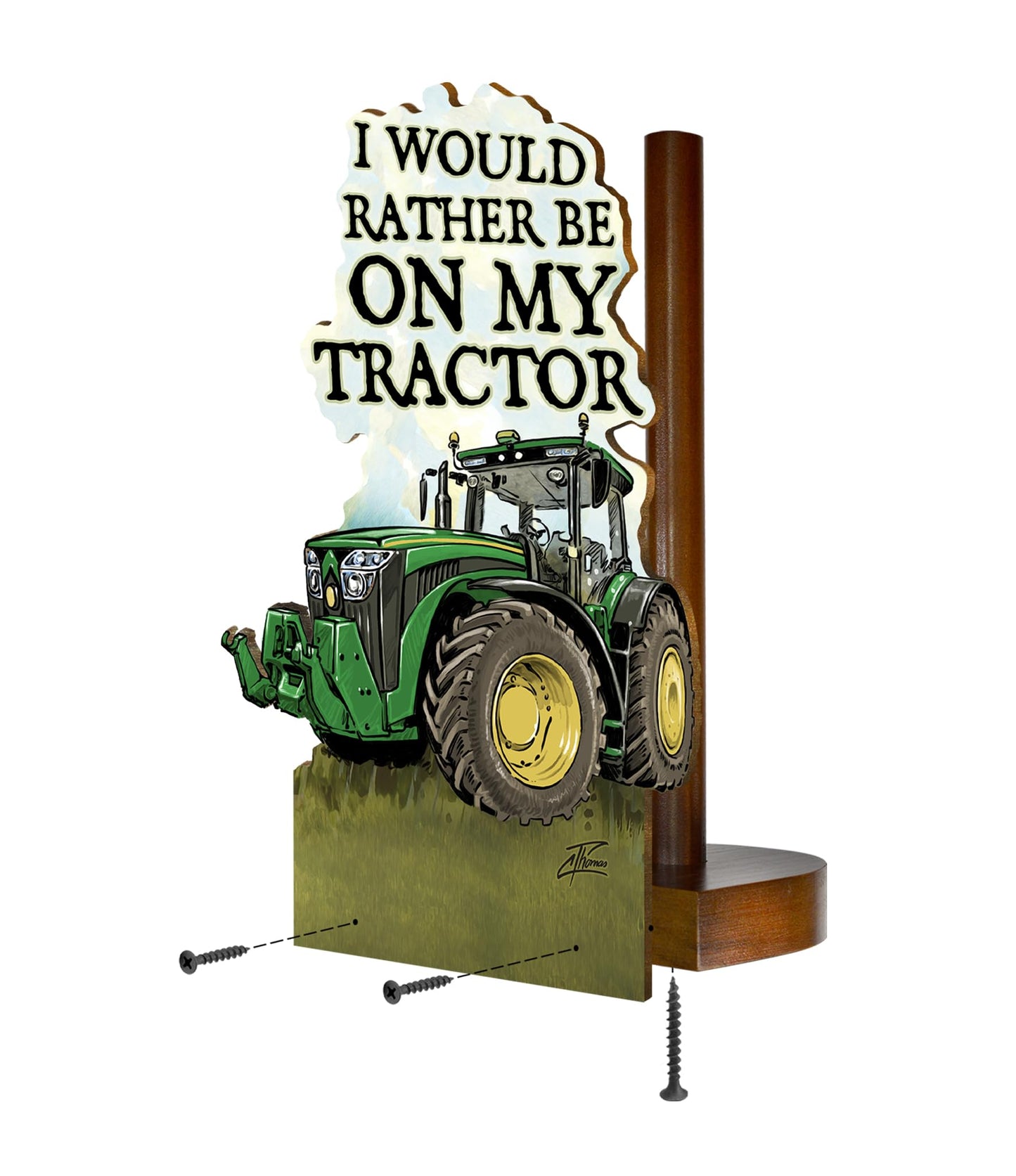 British Fun Toilet Roll Storage & Kitchen Towel Holder Wooden Stand | Green Tractor Gift | Novelty Kitchen & Bathroom Decor & Accessories | A Great Gift Idea for Young Farmers and Tractor Enthusiasts