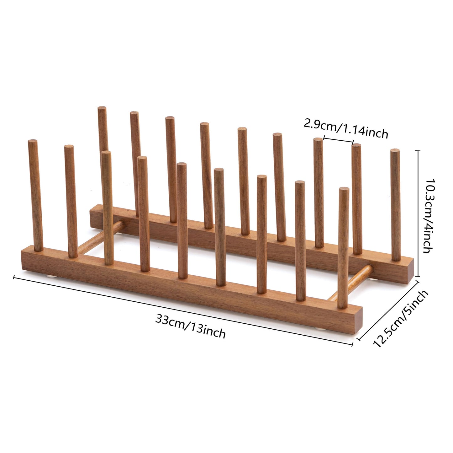 HBlife 4pcs Acacia Wooden Dish Dying Rack Pot Lid Plate Organizer Holder for Cabinet, Cutting Board Stand Drainer Storage Plate Rack for Dish, Pot Lid, Bowl, Cup, Cutting Board and Books