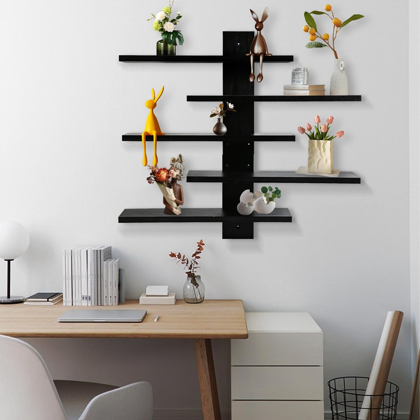 GYHPD Wooden Floating Shelf for Wall, Figurine Display Shelf, Small Display Shelf for Collectibles, Toys, Mini Decor and Characters, 16 Inch Wall Mounted Wood Shelf with Detailed Installation