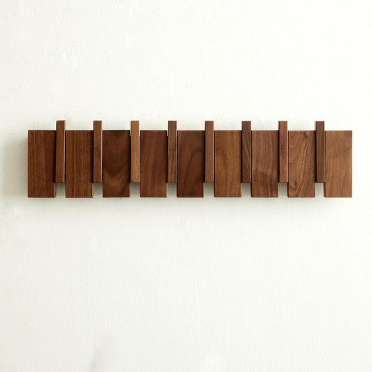 QUELLANCE Wood Coat Rack Wall Mount, Coat Hooks Hanger Wall Mounted, Heavy Duty Wall Coat Rack with 8 Hooks for Hanging Coats/Keys/Hats/Robe&Towels/Plants/Bags, Walnut