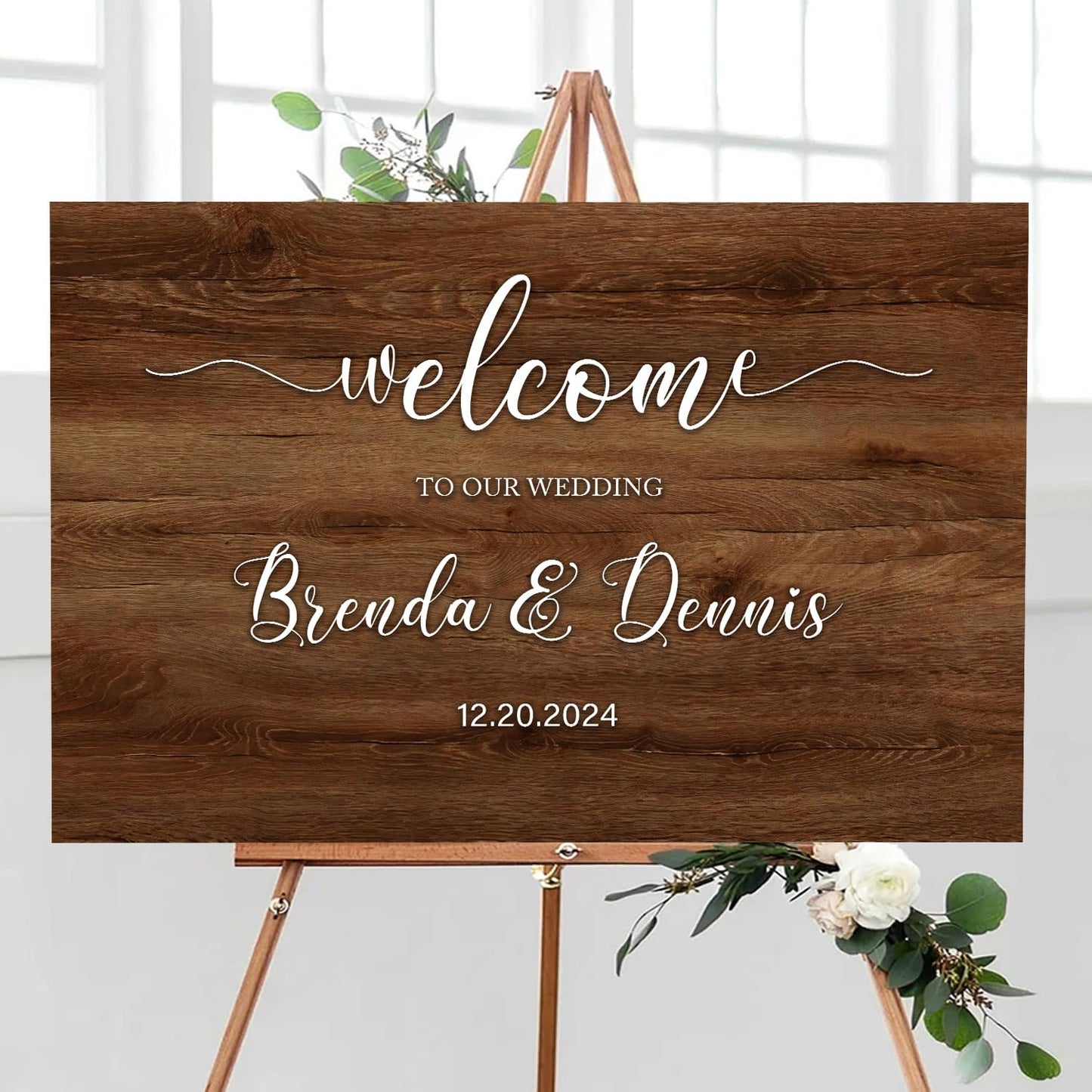 Rustic Wooden Welcome Wedding Sign - Personalized 3D Name Board