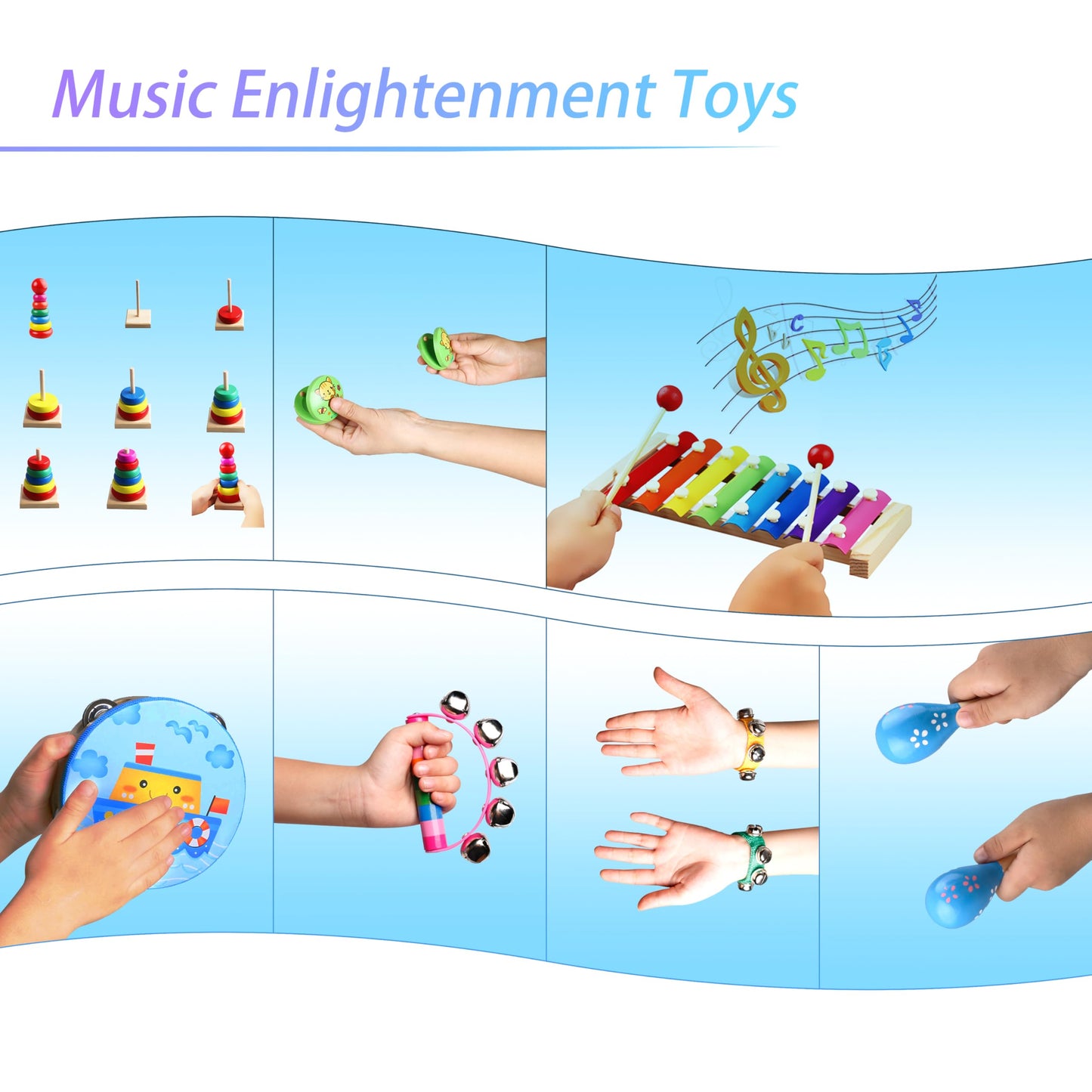 Childom Kids Musical Instruments for Toddlers,Baby Musical Toys for Toddlers,Preschool Educational Kids Gifts,Christmas Birthday Gifts for Boys Girls,Xylophone,Maracas,Wooden Instruments Toddler Toys