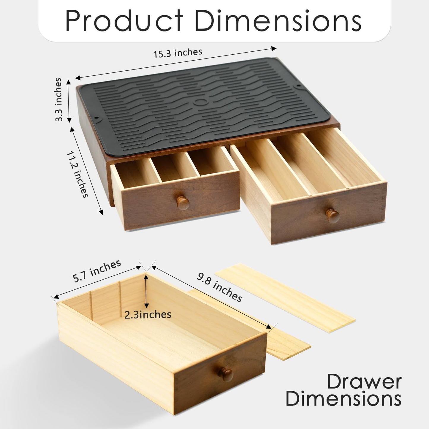 Coffee Pod and K-cup Holder Drawer Organizer, 15.3"L x 11.2"W x 3.3"H