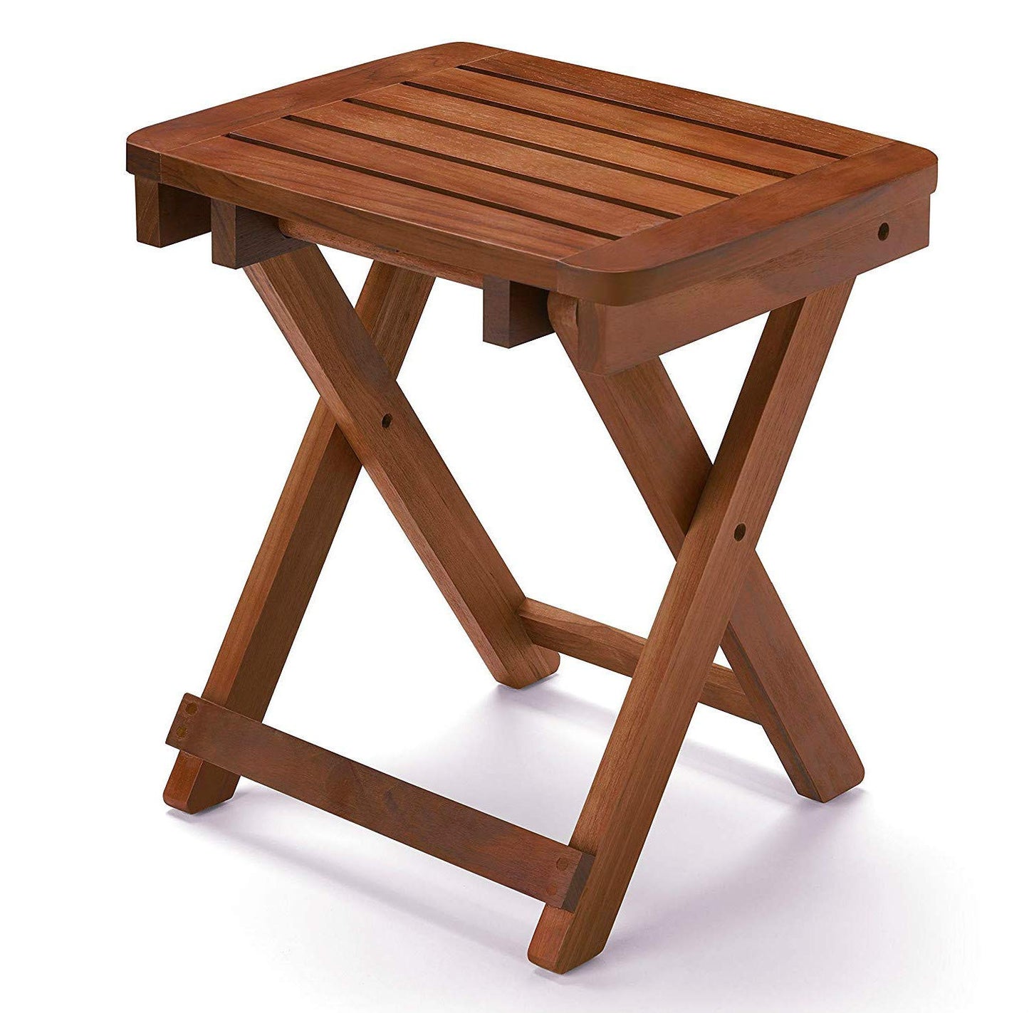 URFORESTIC Portable Shower Bench-Bamboo Folding Shower Stool Seat Chair Fully Assembled-Hold Up to 500 LBS