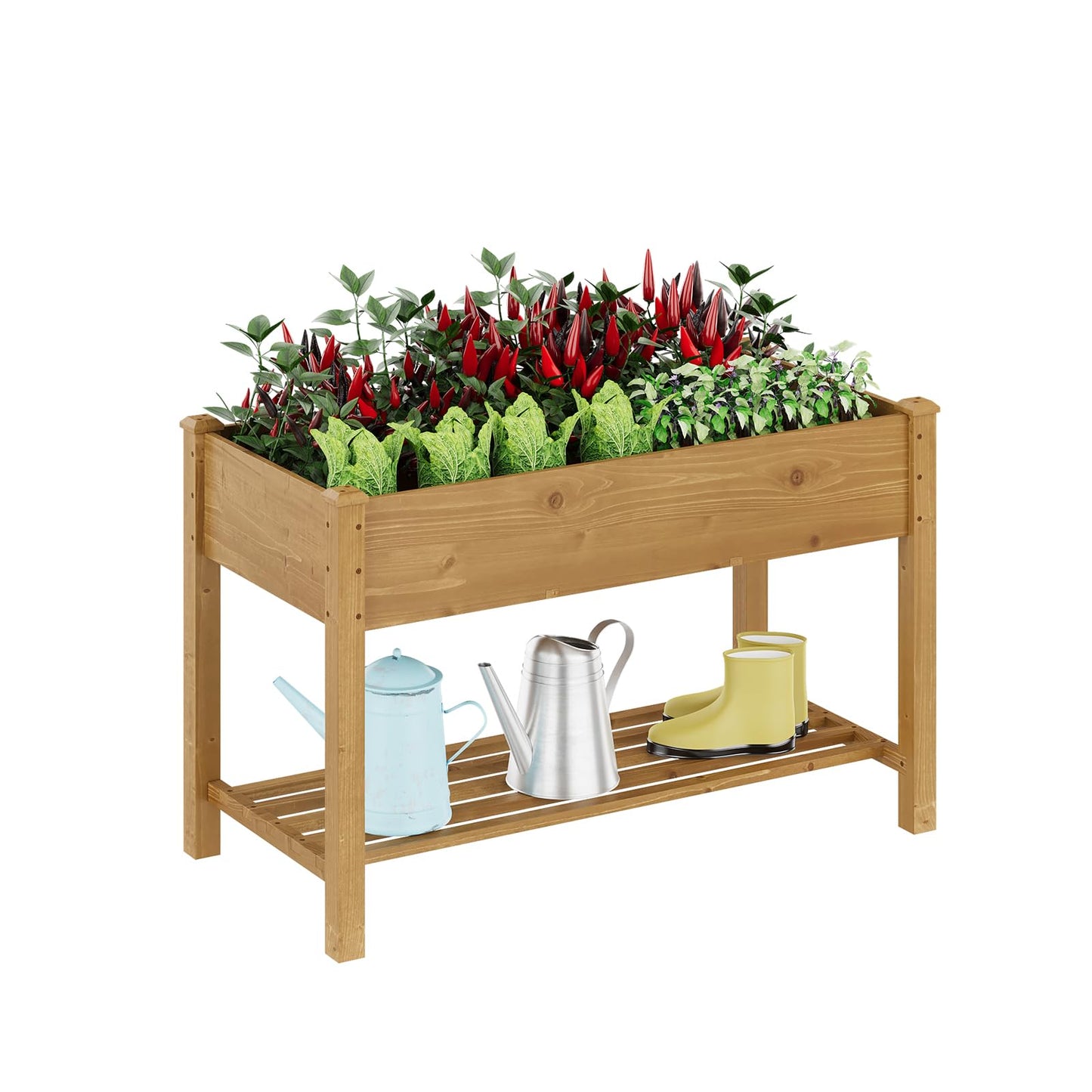 48x24x30.7in Wood Raised Garden Bed with Legs Elevated Planter Box Gardening Outdoor Planter Box Patio Kit Planting Bed for Vegetables Flowers Herbs Outdoor for Patio Balcony Backyard (Brown, Medium)
