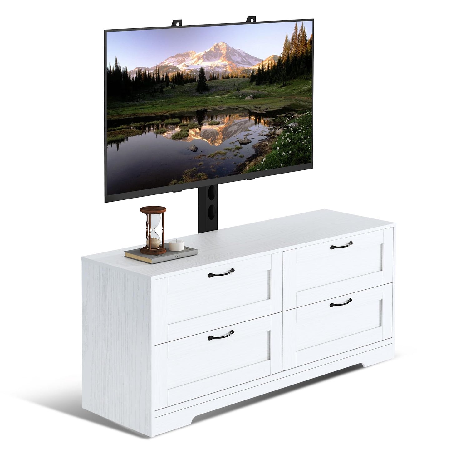 GAOMON TV Stand with Mount and 4 Drawers Storage for Living Room, Bedroom Fits 32/45/55/65/75/80 Inch TVs, Entertainment Center w/Height Adjustable Mount, Wood Media Console Tables, TV Stand Dresser