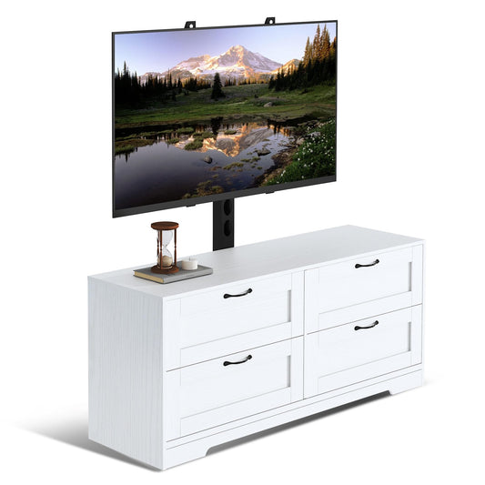GAOMON TV Stand with Mount and 4 Drawers Storage for Living Room, Bedroom Fits 32/45/55/65/75/80 Inch TVs, Entertainment Center w/Height Adjustable Mount, Wood Media Console Tables, TV Stand Dresser