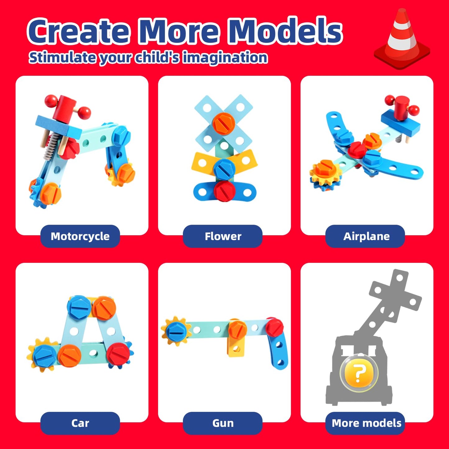 Toddler Tool Set - 33 PCS Wooden Kids Tools with Firetruck-Shaped Box / Bench, Montessori Educational Pretend Play Preschool Toys Gifts for 3 Year Old boy Girl Kids, STEM fine Motor Skills Tool Set