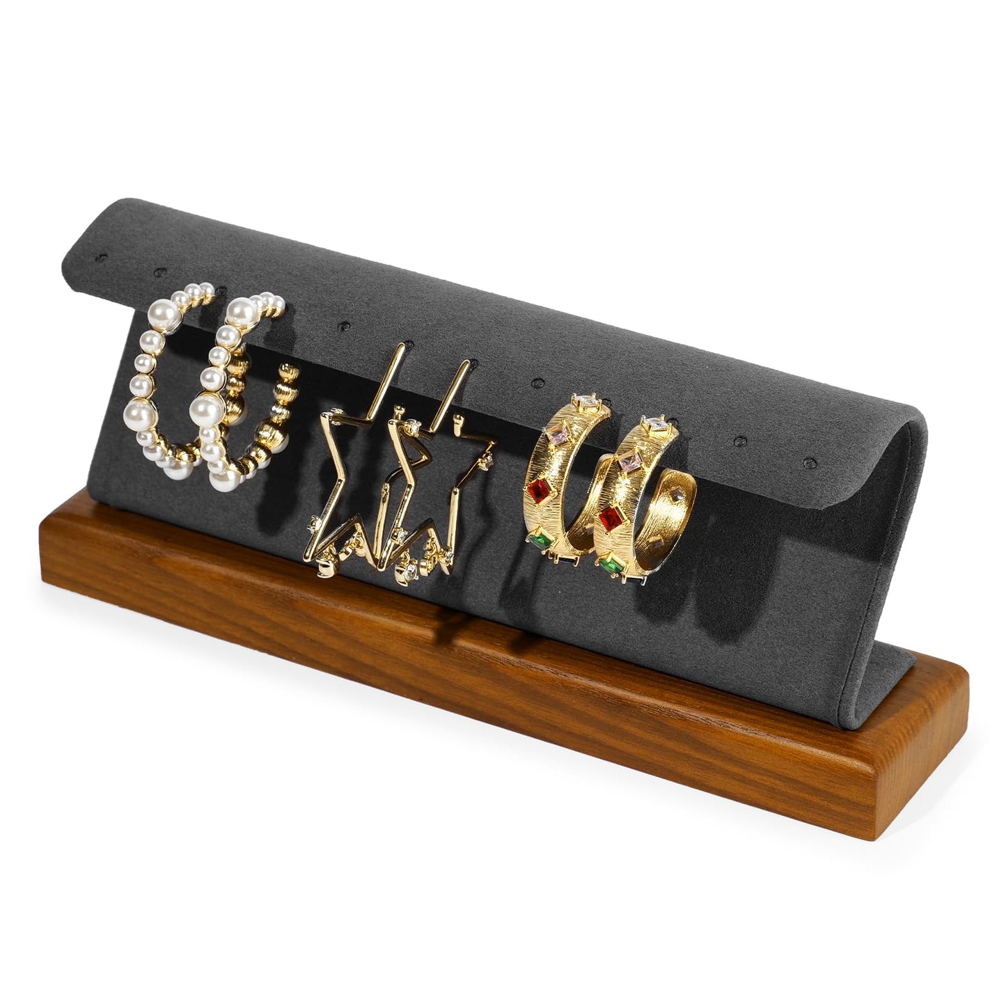 Woodten Solid Wood Jewelry Earrings Display Stand Small Jewelry Display for Long Earrings(Grey)