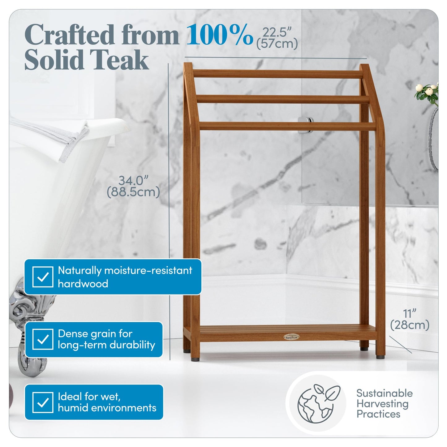 The Original Sula Versatile Teak Towel Rack