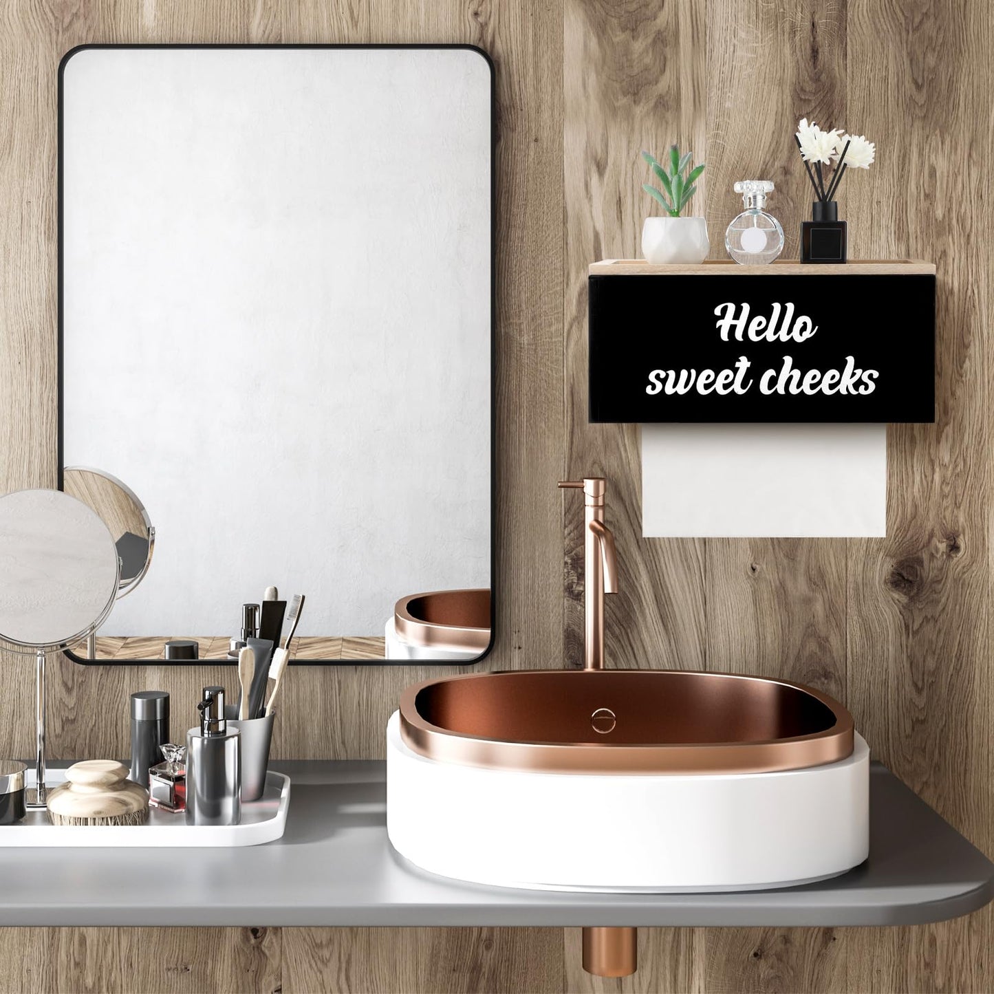 Patelai 2 Pcs Paper Towel Dispenser Wall Mount Wooden Bathroom Paper Towel Holder with Lid Commercial C-Fold, Z-Fold, Trifold Hand Tissue Holder Dispenser for Bathroom Kitchen Office Decor