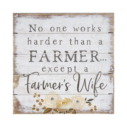 Simply Said, INC Perfect Pallet Petites Farmer's Wife Sign - No One Works Harder than a Farmer Except a Farmer's Wife - 8 x 8 inch Wood Sign - Made in USA - PET14118