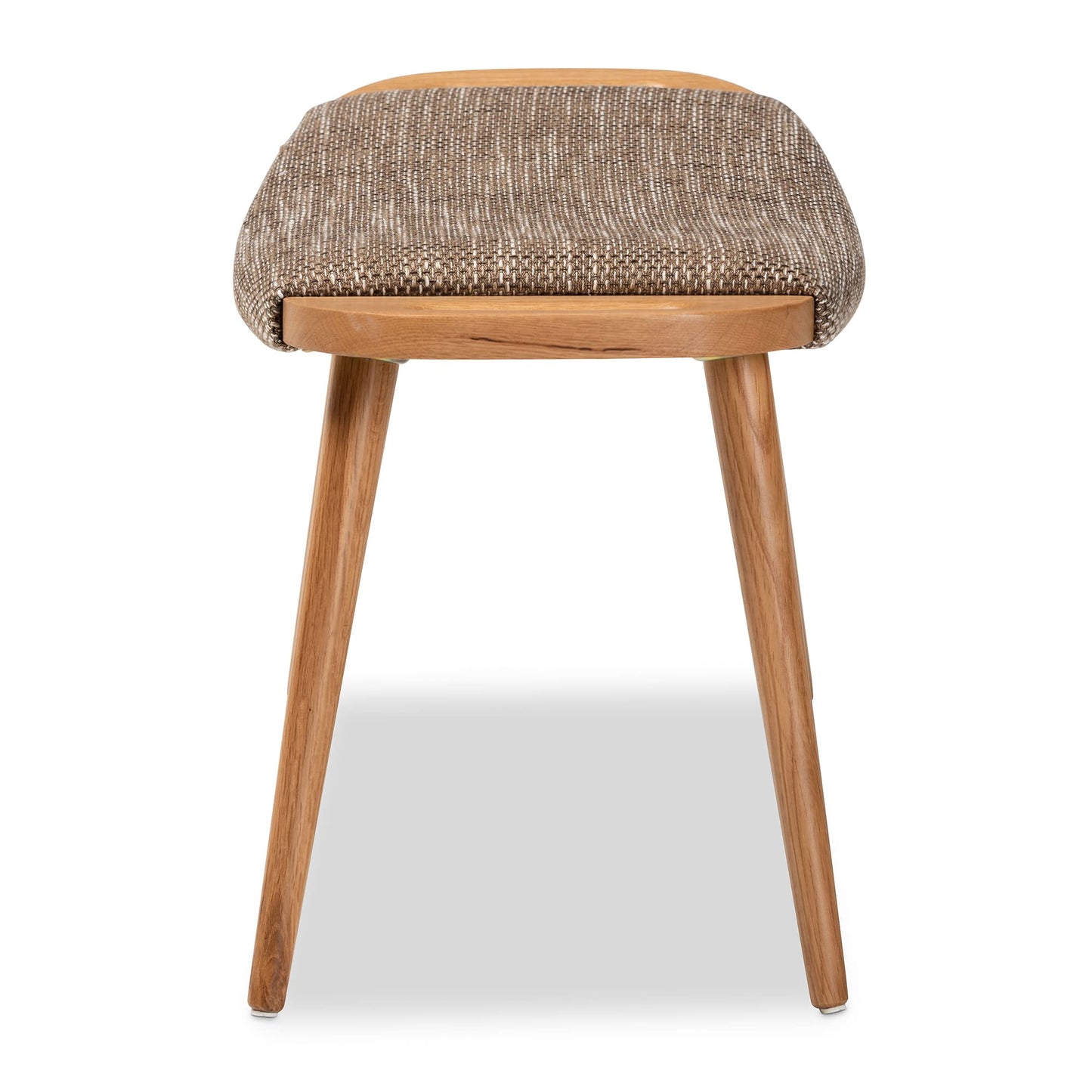 Baxton Studio Banner Mid-Century Modern Light Brown Fabric Upholstered and Oak Brown Finished Wood Accent Bench