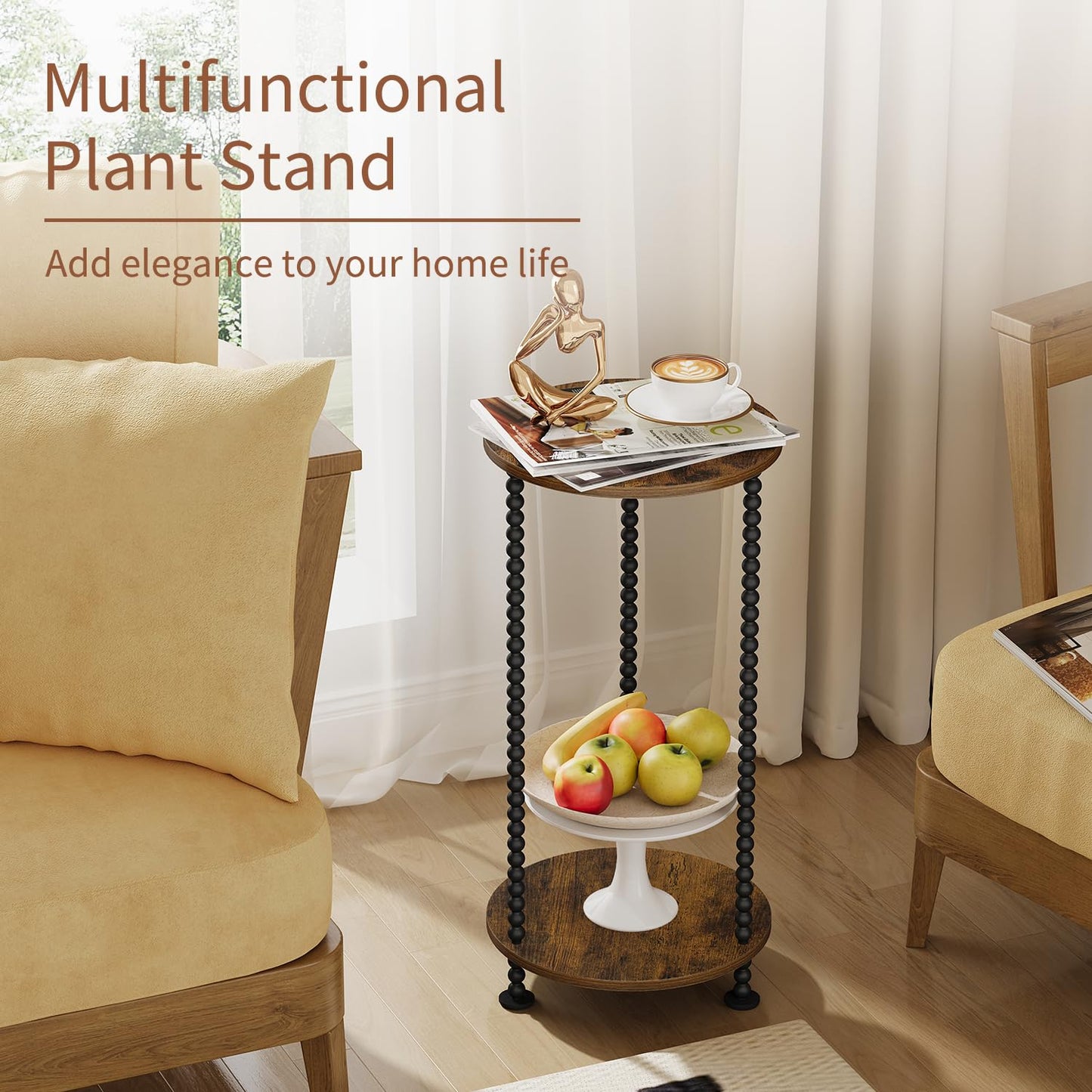 YINMIT Plant Stand Indoor, 2 Tier Small Plant Stand, Corner Flower Pot Stand, Plant Tables Indoor, Planter Pot Holder for Balcony Garden Patio Living Room