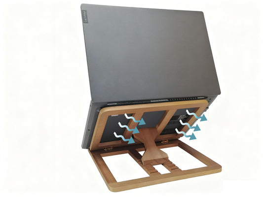 SummitRush Wooden Laptop Stand for Desk & Wood - Style Laptop Stand, Foldable and Adjustable Ergonomic Notebook, Book, Phone & Tablet Stand, 6 - Gear Angle Adjustment, Cooling for 10-15.6 Inch