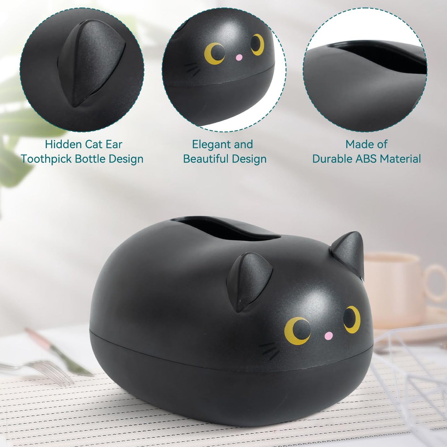 Cat Tissue Dispenser, Cartoon Toilet Paper Holder Cat Paper Dispenser Box Tissue Box with 2 Toothpick Holder for Car Home Bathroom Kitchen Office