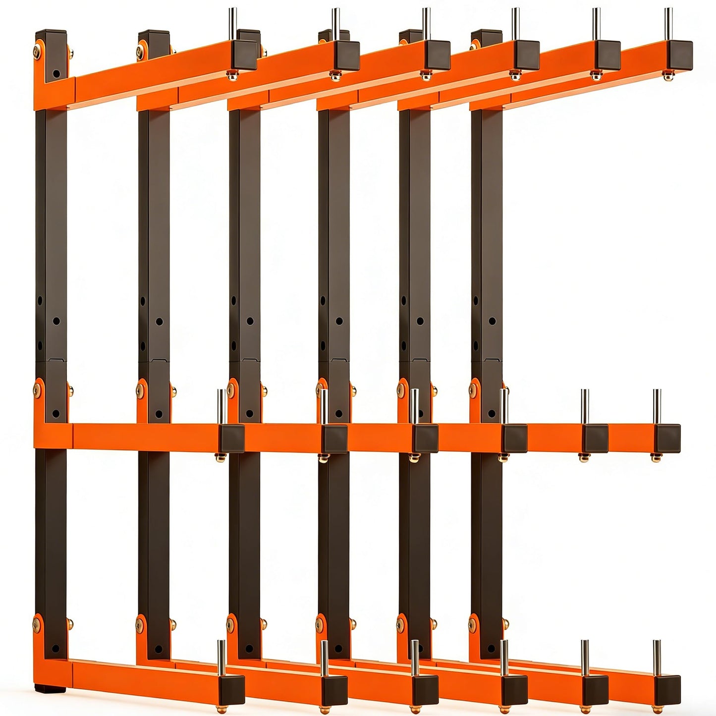 6 Pack Lumber Rack Wall Mount, Heavy Duty Wood Storage Racks, 9-Level System Organizer Shelving, 1080 LBS Capacity Hanging Garage Shelves, Orange Brackets Utility Metal Shelf for Indoor and Outdoor