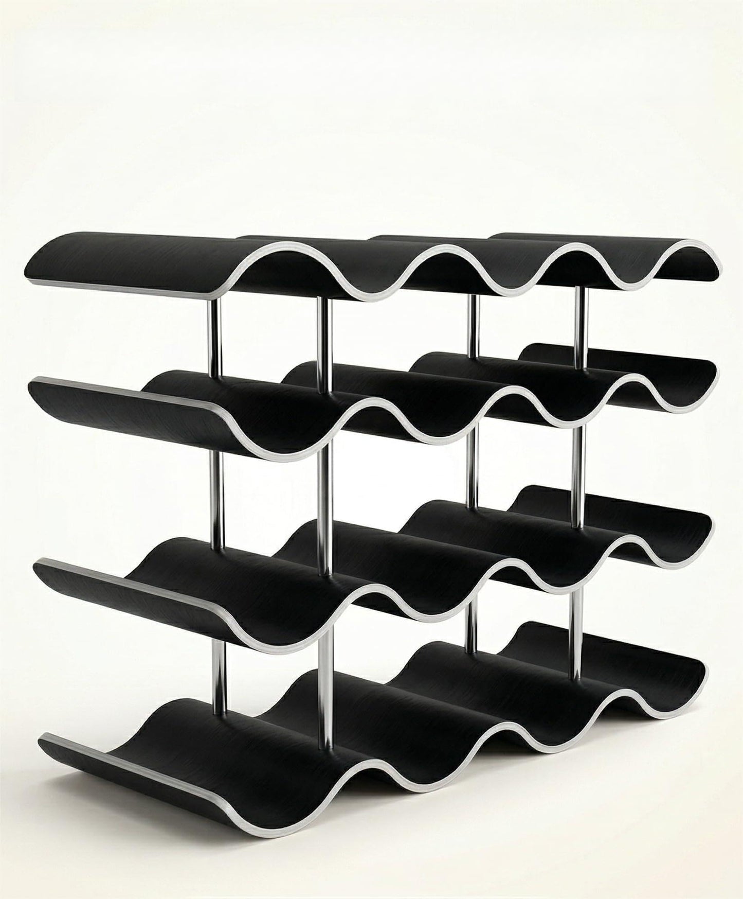 Countertop or tabletop wine rack - Holds 15 bottles of wine - Premium engineered wood 3-tier wine rack - Wavy wine organizer for kitchen, closet, pantry, home, bar