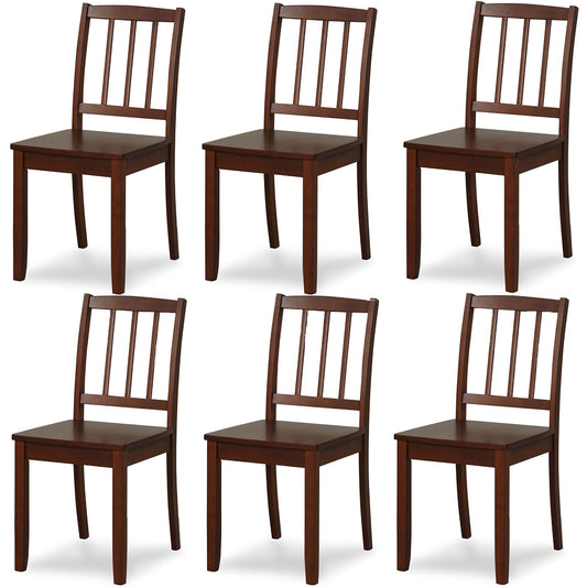 NAFORT Wooden Dining Chairs Set of 6, Slat High Back Solid Rubber Wood Chair, Vintage Dining Room Chairs with Max Load of 400 Lbs for Kitchen Table, Dining Room, Cafe, Restaurant