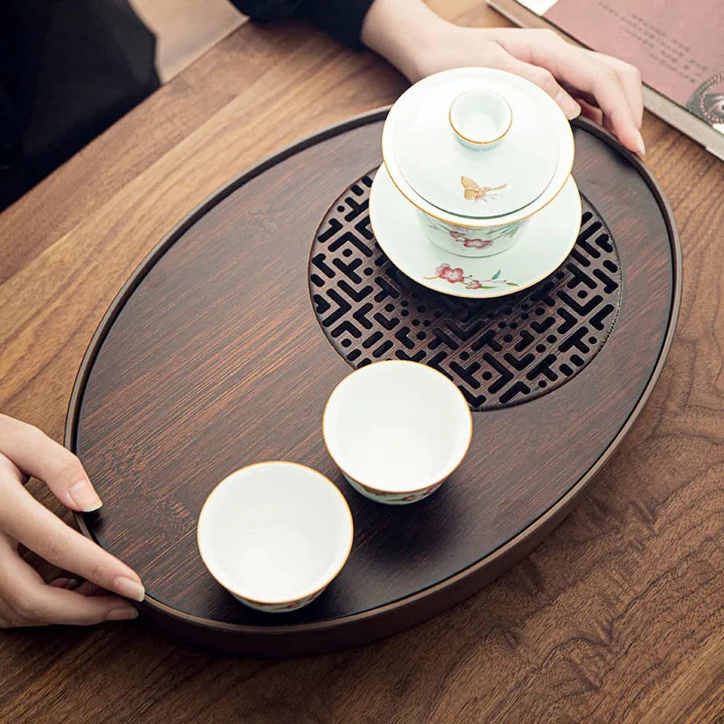 Bamboo Chinese Gongfu Tea Tray With Water Storage - Vintage Tea Set Table (Small)