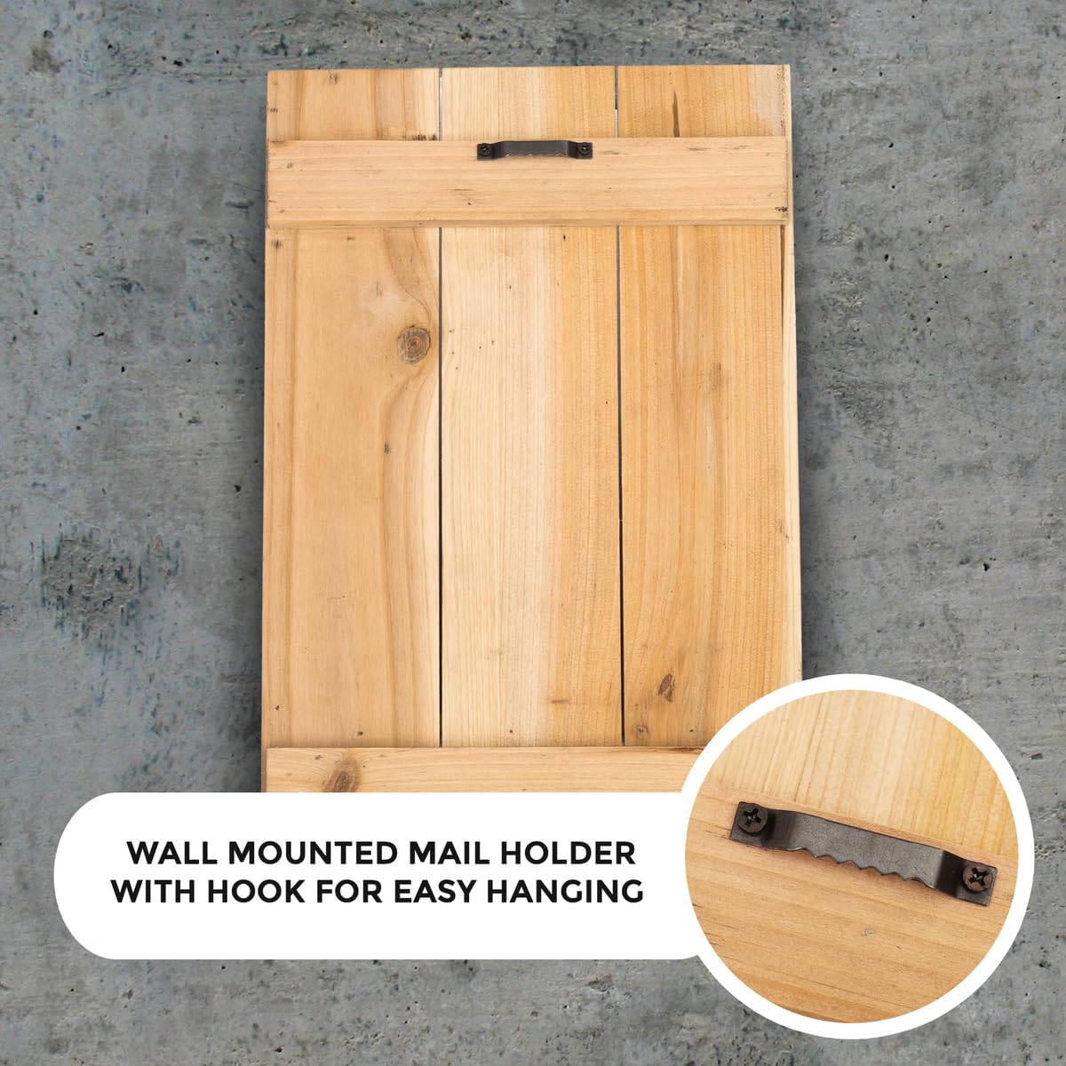 Wallcharmers Rustic Wall Mount Mail Organizer with Chalkboard, Key Hooks, Wood and Metal Construction