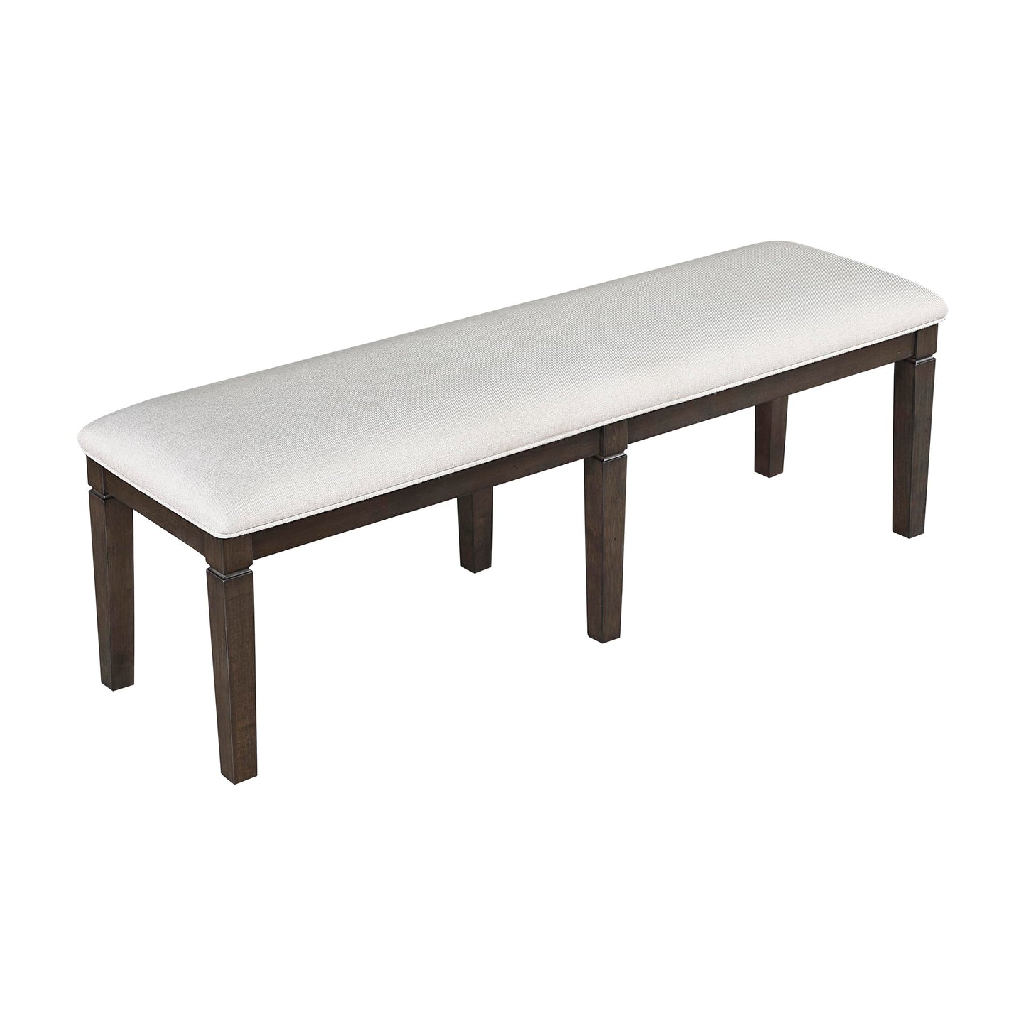 Lexicon Dining Bench with Padded Seat and Wooden Frame, 58" W Entryway Bench, Beige Textured Fabric Upholstered Dining Seat for Kitchen/Living Room, Easy Assembly, Dark Espresso