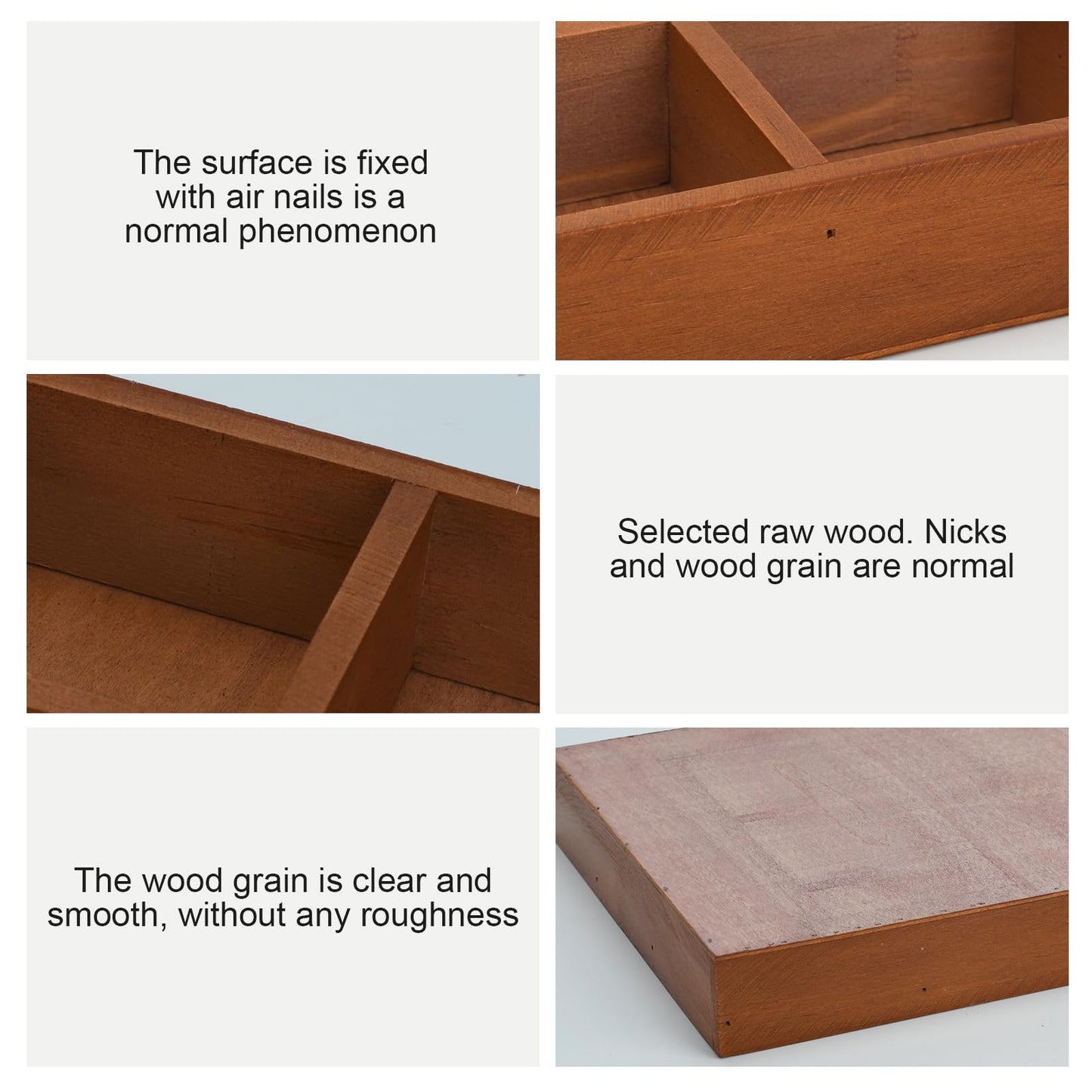 Natural Wooden Sorting Tray,Multi-Grid Sectional Organizer Tray,Sturdy Wood Divided Storage Tray for Jewelry,Beads,Game Pieces,Craft Supplies,Small Parts Sorting & Home Desktop Organization (Brown)