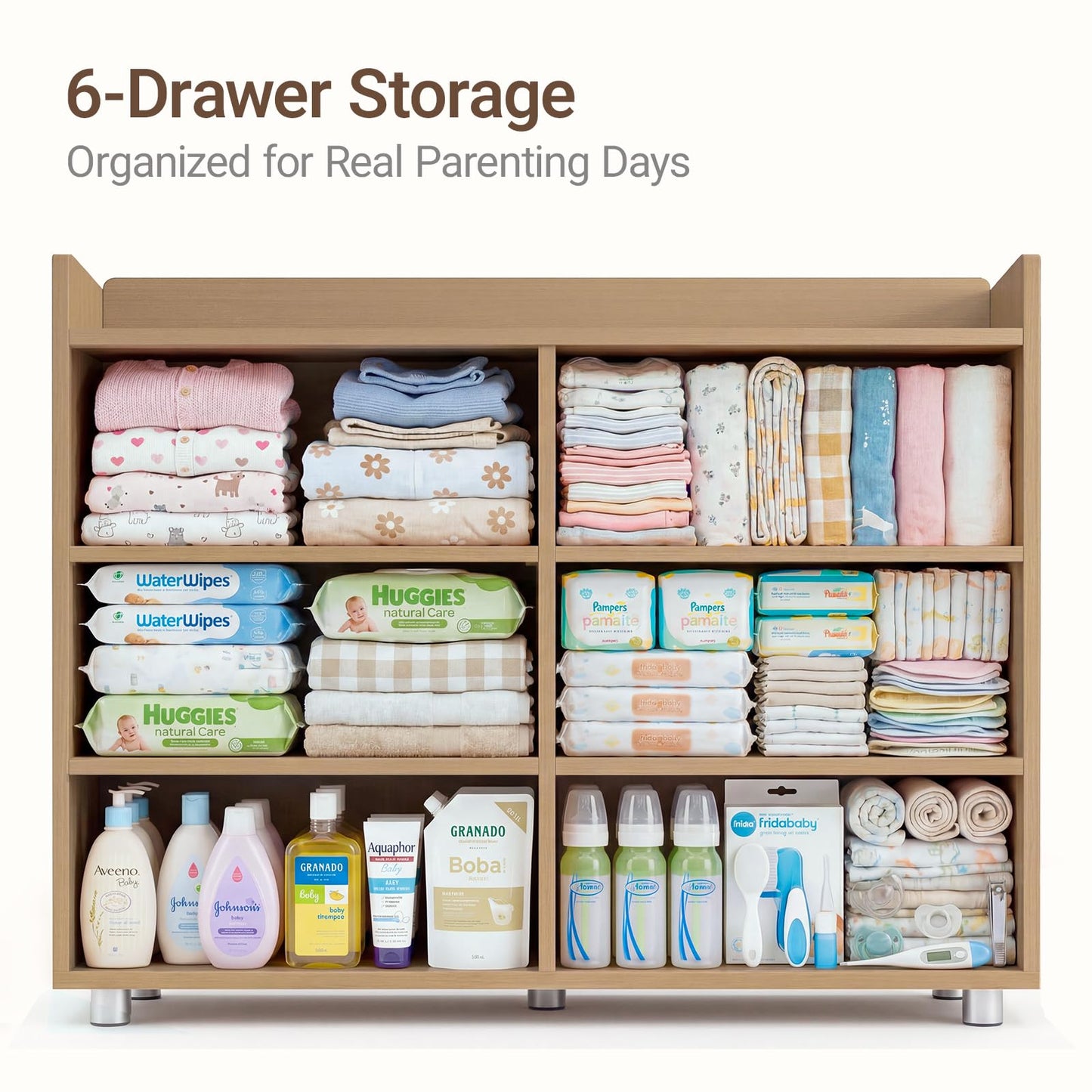 MAMAZING Keeva Pro 6-Drawer Baby Dresser with Changing Table, Easy Assembly